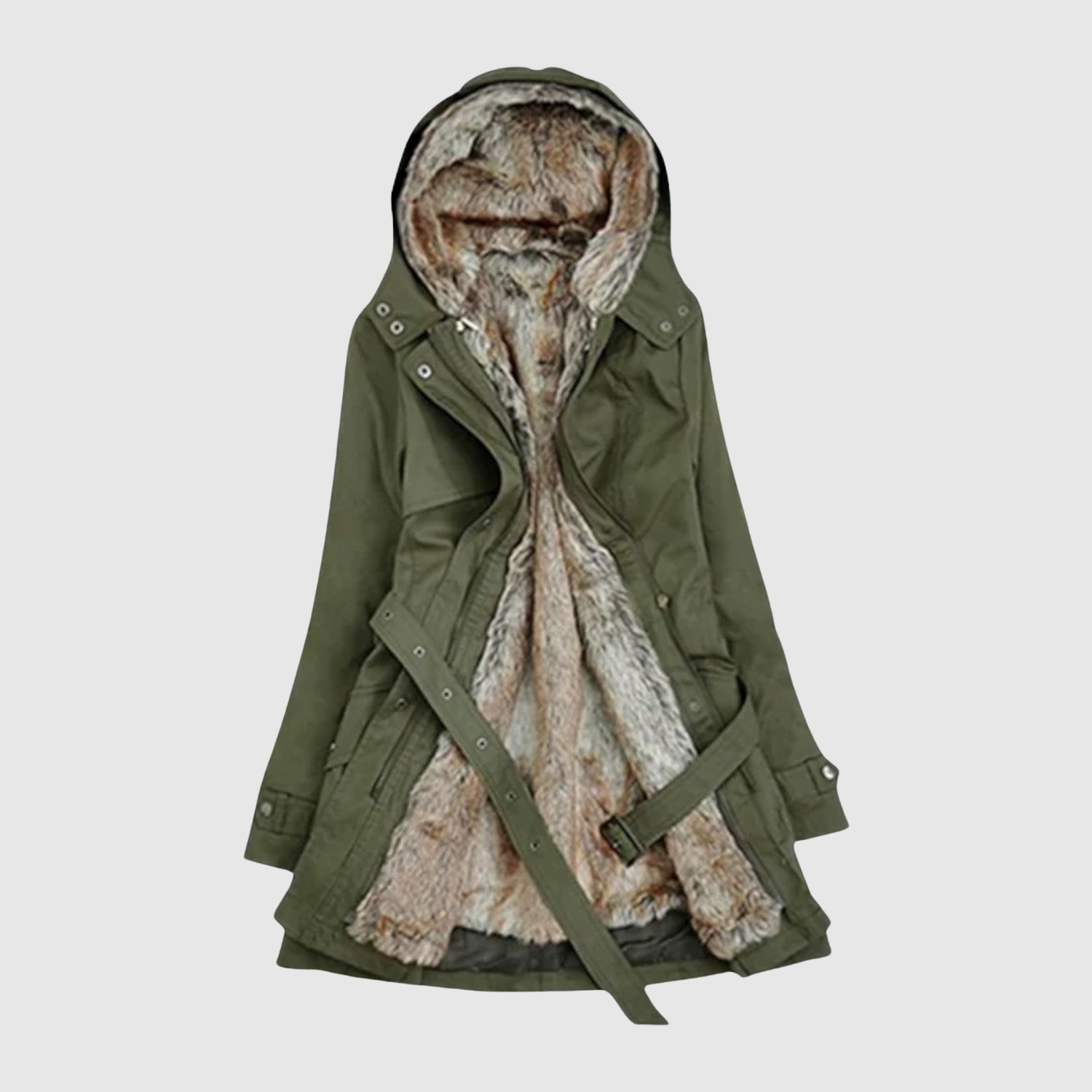 Jelena – Extra teplá parka s kožešinou a šňůrou