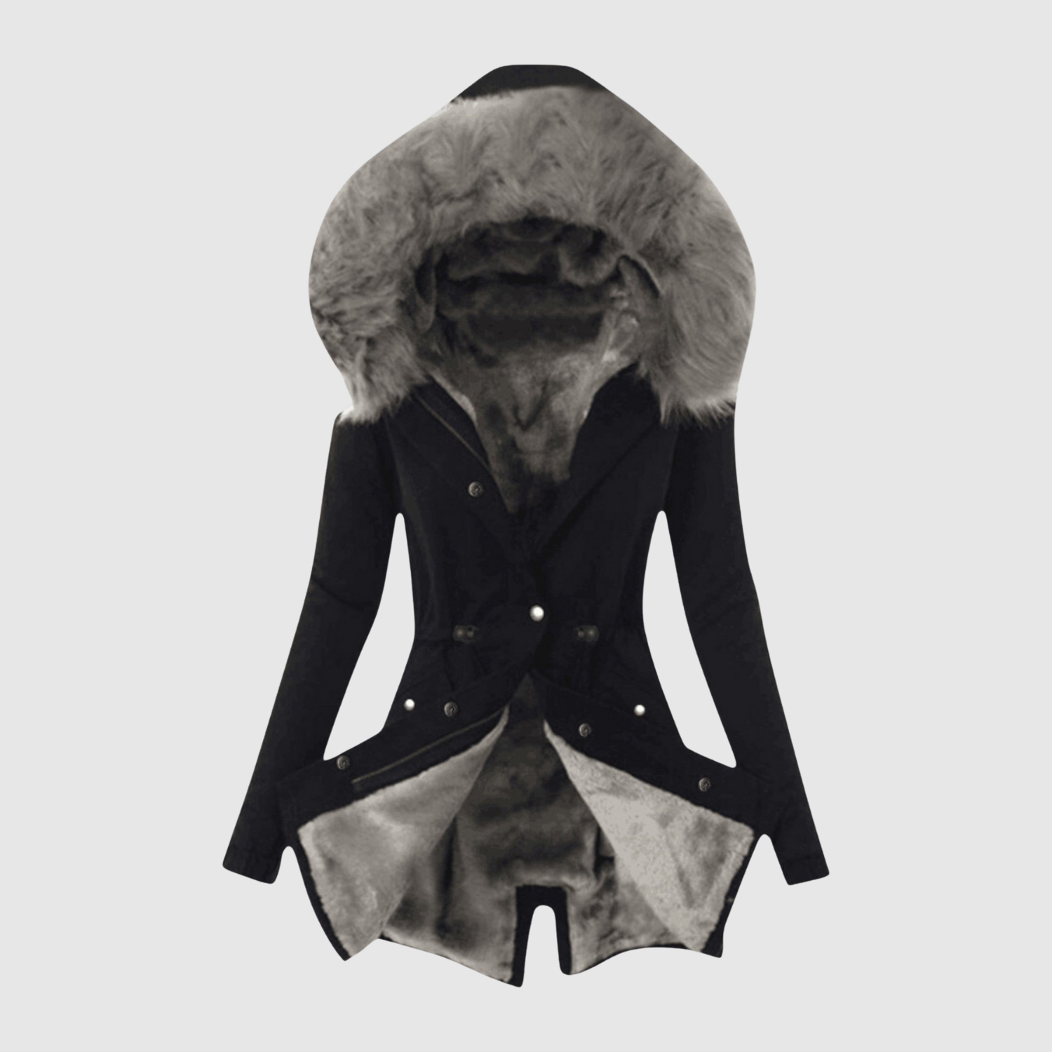 Jelena – Asymetrická bunda z umělé kůže s pasovými švy