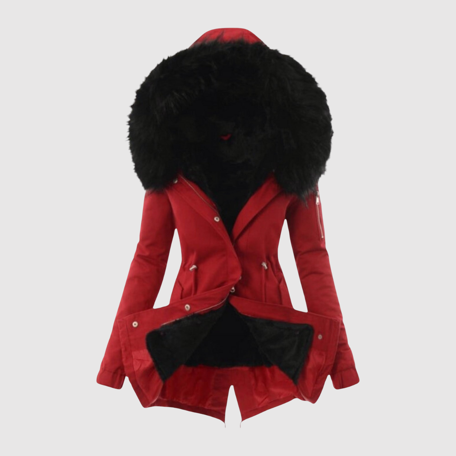 Jelena – Asymetrická bunda z umělé kůže s pasovými švy