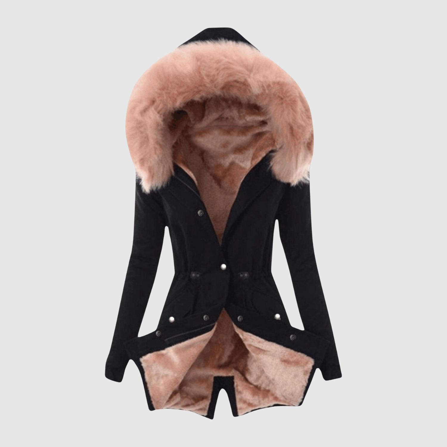 Jelena – Asymetrická bunda z umělé kůže s pasovými švy