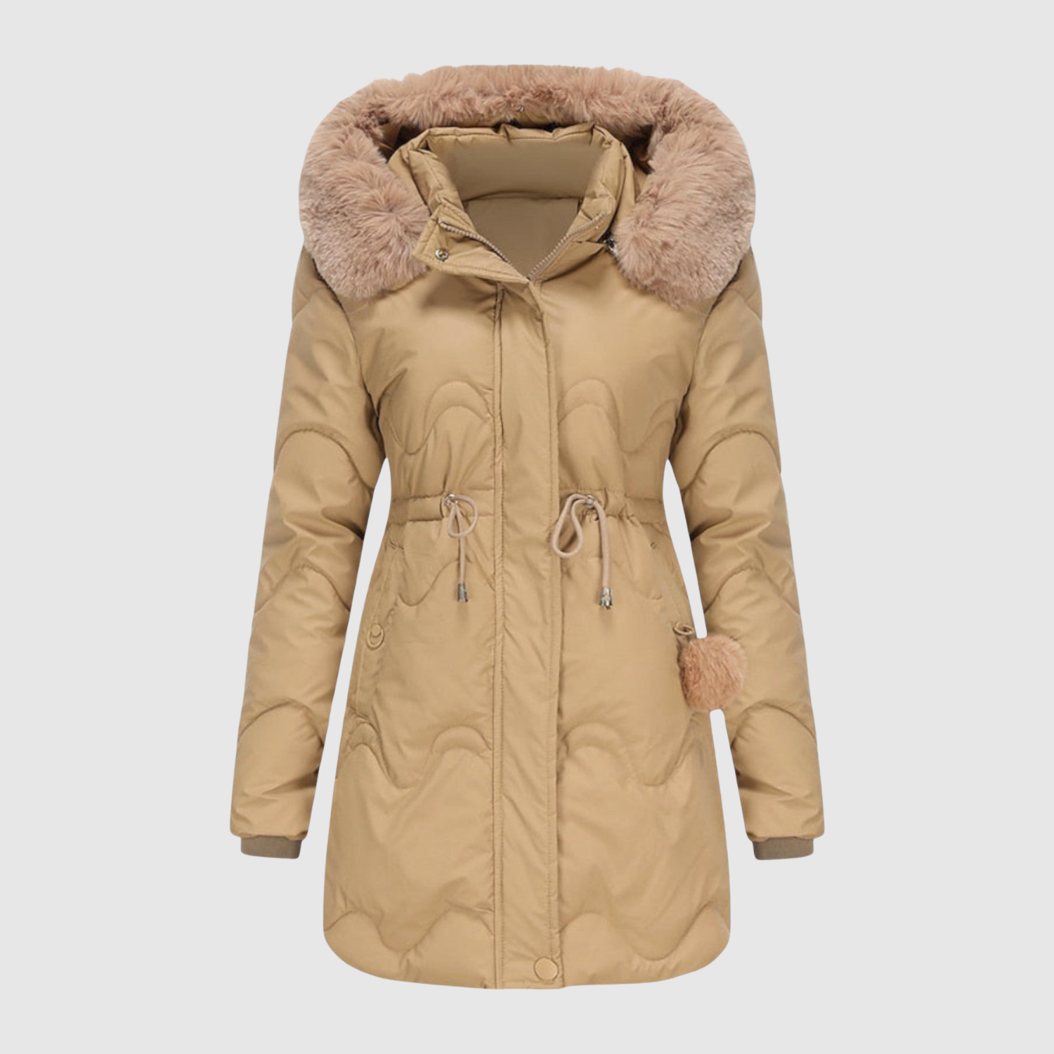 Jelena – Parka s huňatým límcem a prošívaným teplem