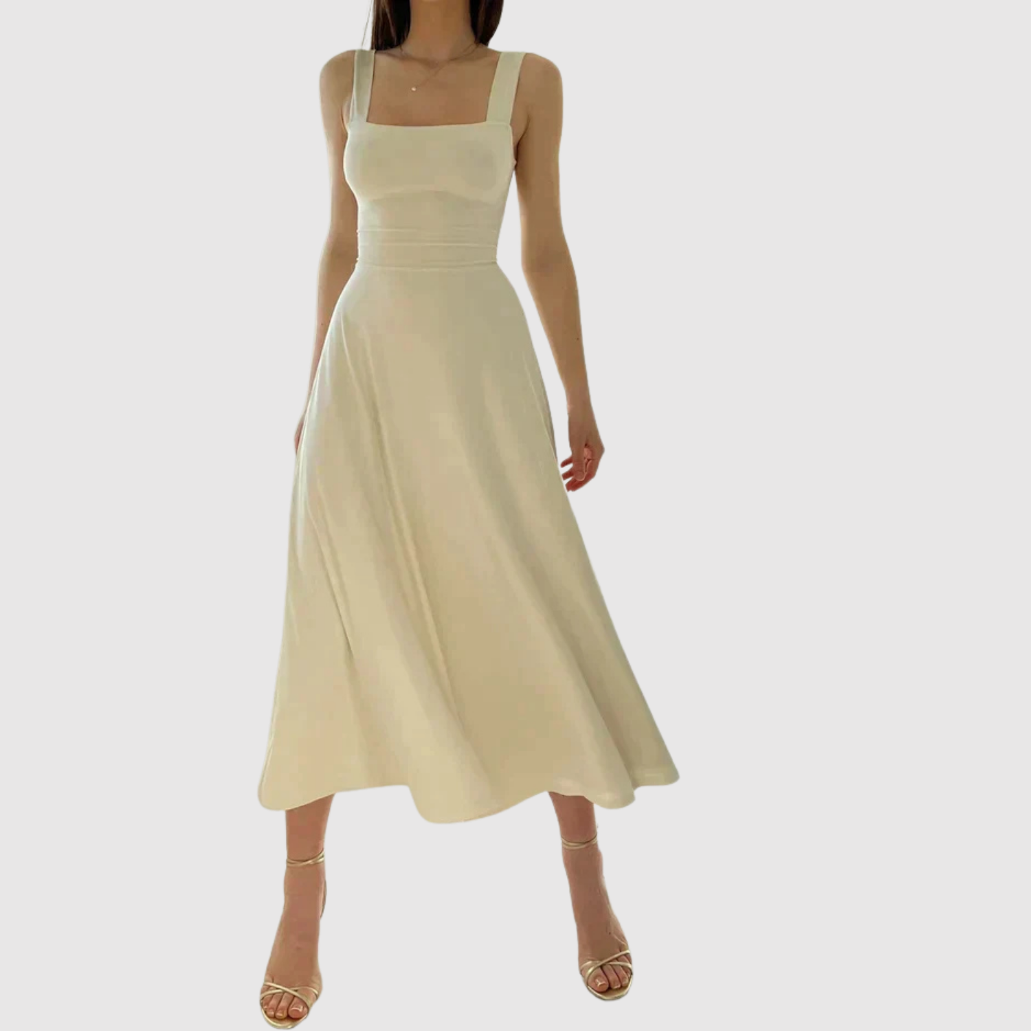 Eliška – Midi šaty s čtvercovým výstřihem a A-siluetou