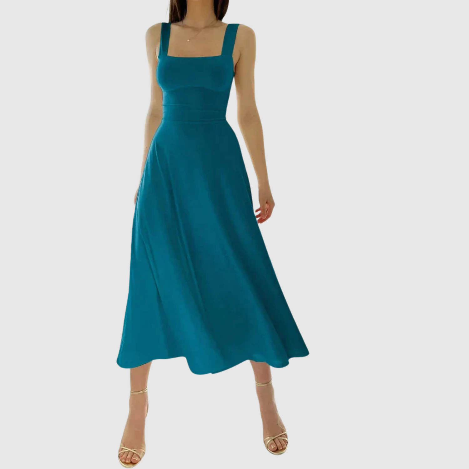 Eliška – Midi šaty s čtvercovým výstřihem a A-siluetou