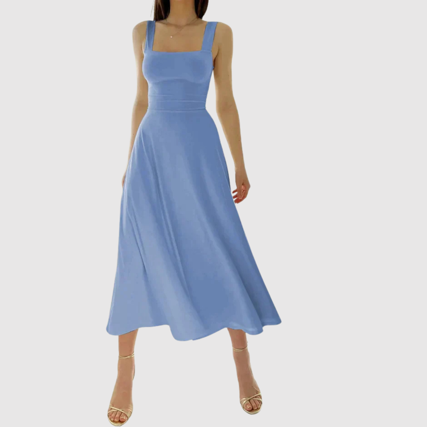 Eliška – Midi šaty s čtvercovým výstřihem a A-siluetou