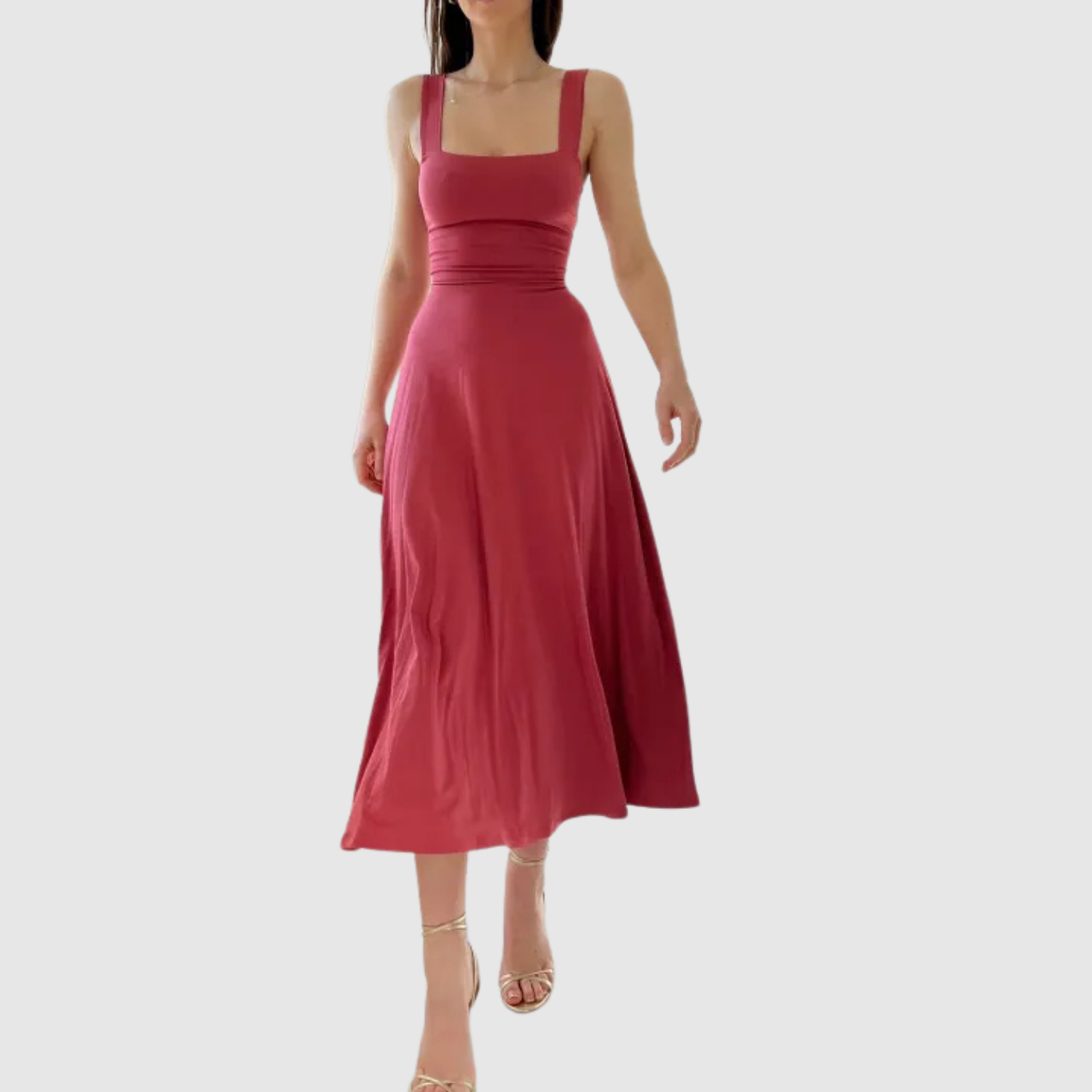 Eliška – Midi šaty s čtvercovým výstřihem a A-siluetou