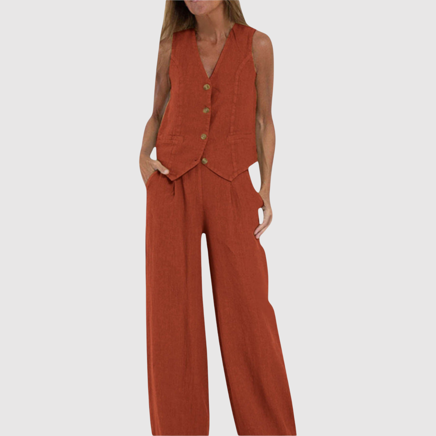 Natálie – Bezramenný komplet z overalu v lehkém materiálu