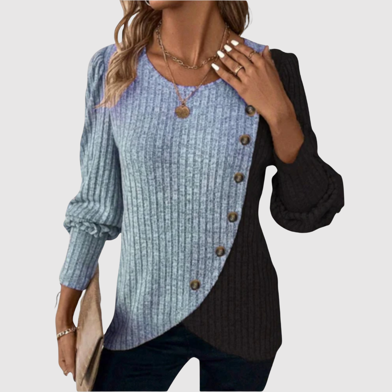 Nora – Svetr s asymetrickým květinovým designem