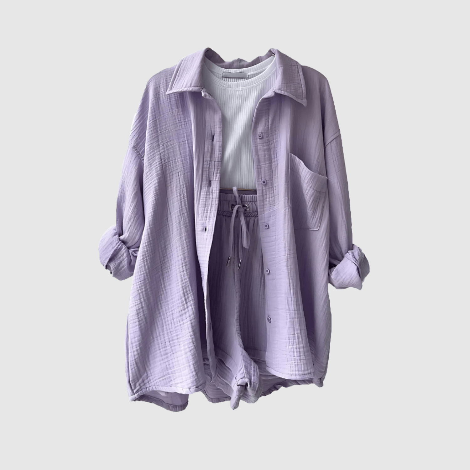 Natálie – Letní a stylový komplet s košilí a šortkami