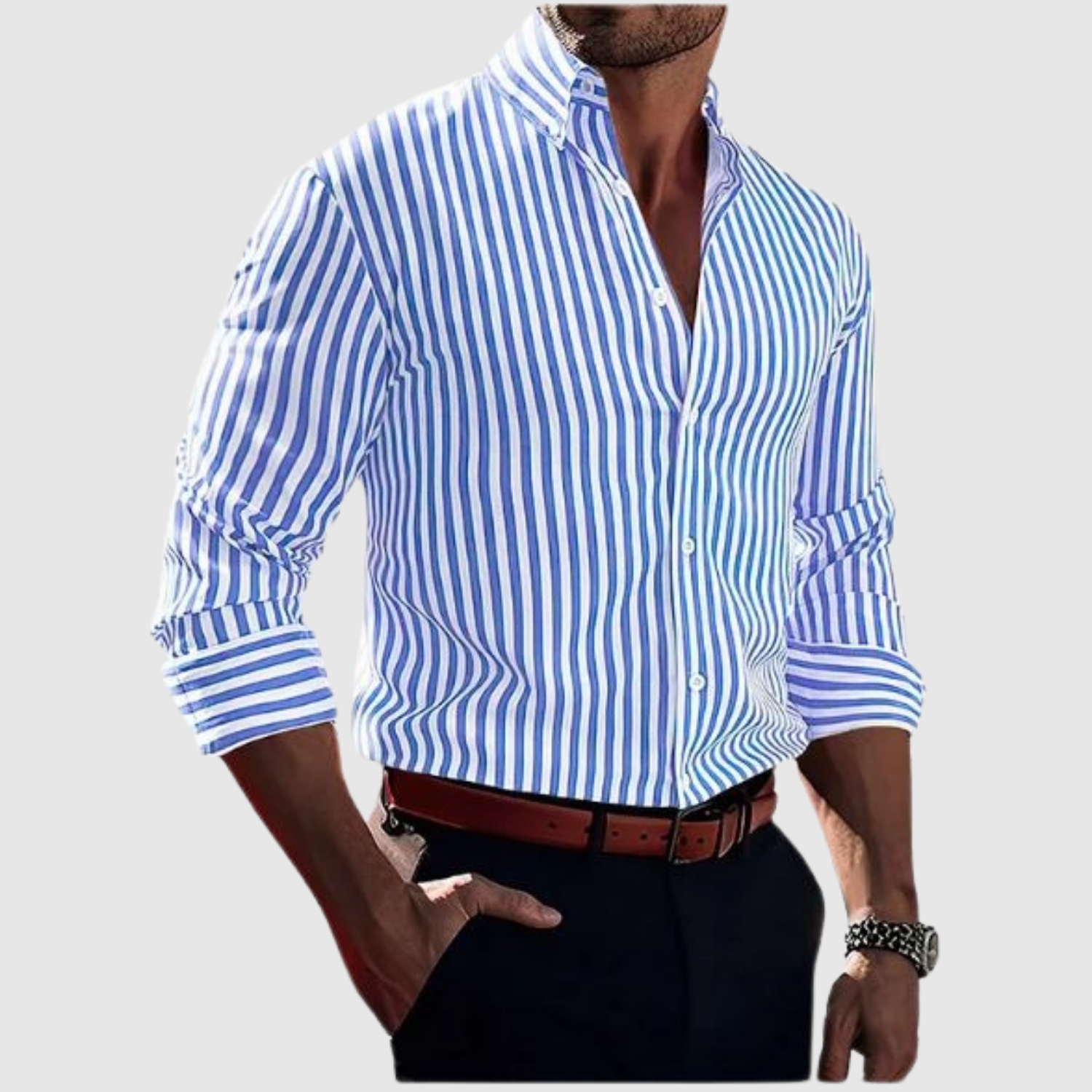 Adrian - Pánská košile s dlouhým rukávem pruhovaná