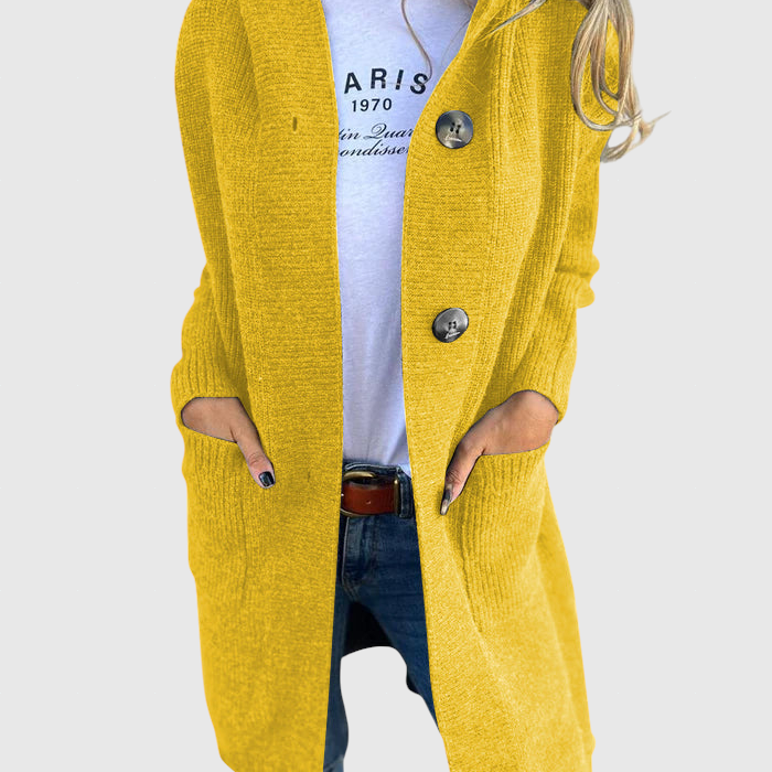 Giselle – Dlouhý pletený kabát s kapucí