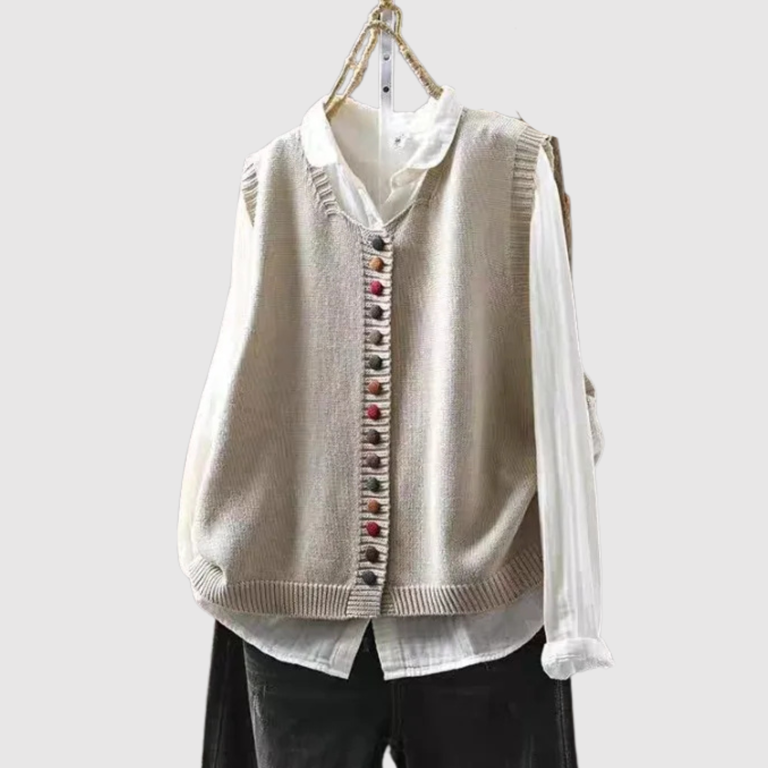 Nora - Boho kardigan s knoflíky a vintage detaily