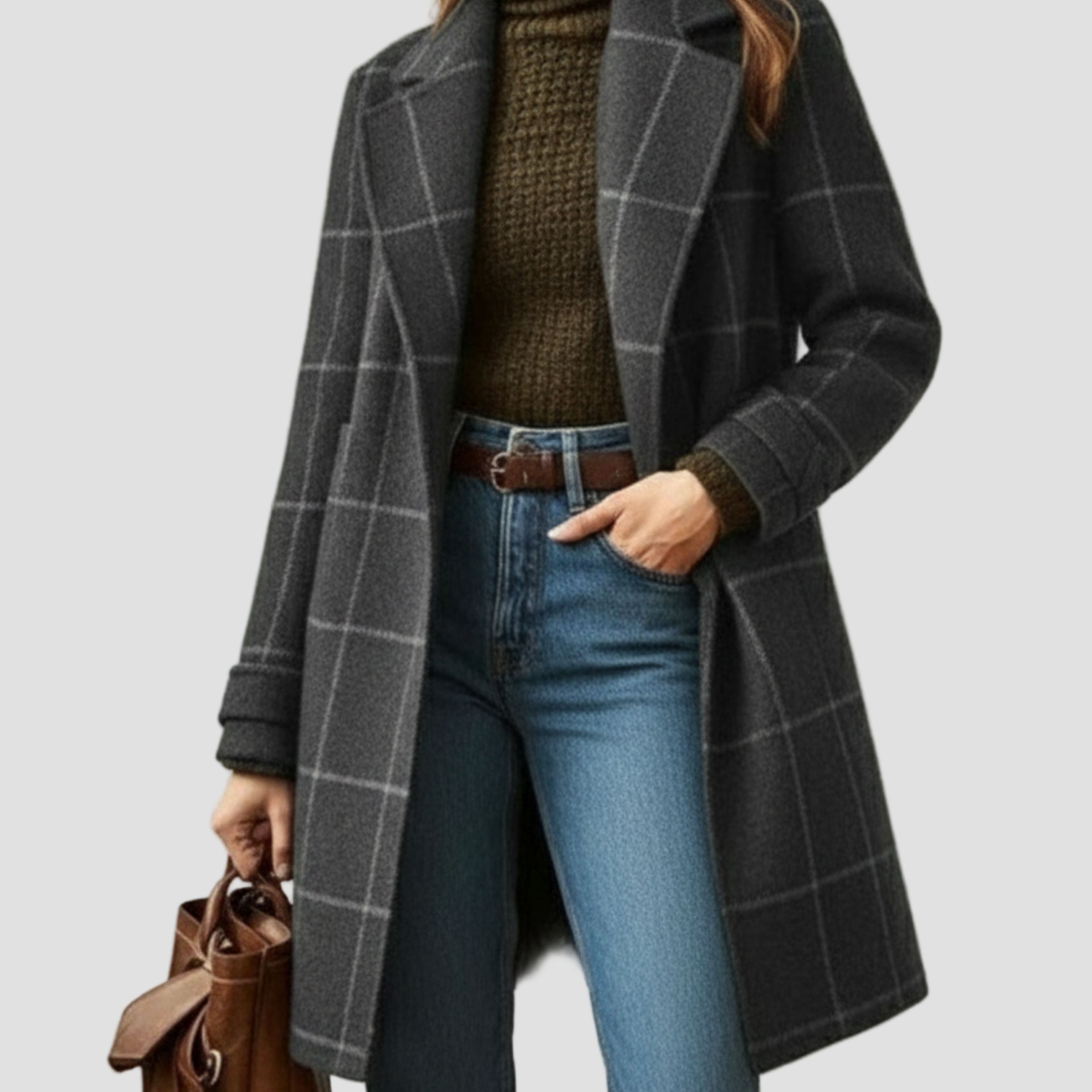 Eliška – kabát z cambridgeské vlny s kostkovaným vzorem