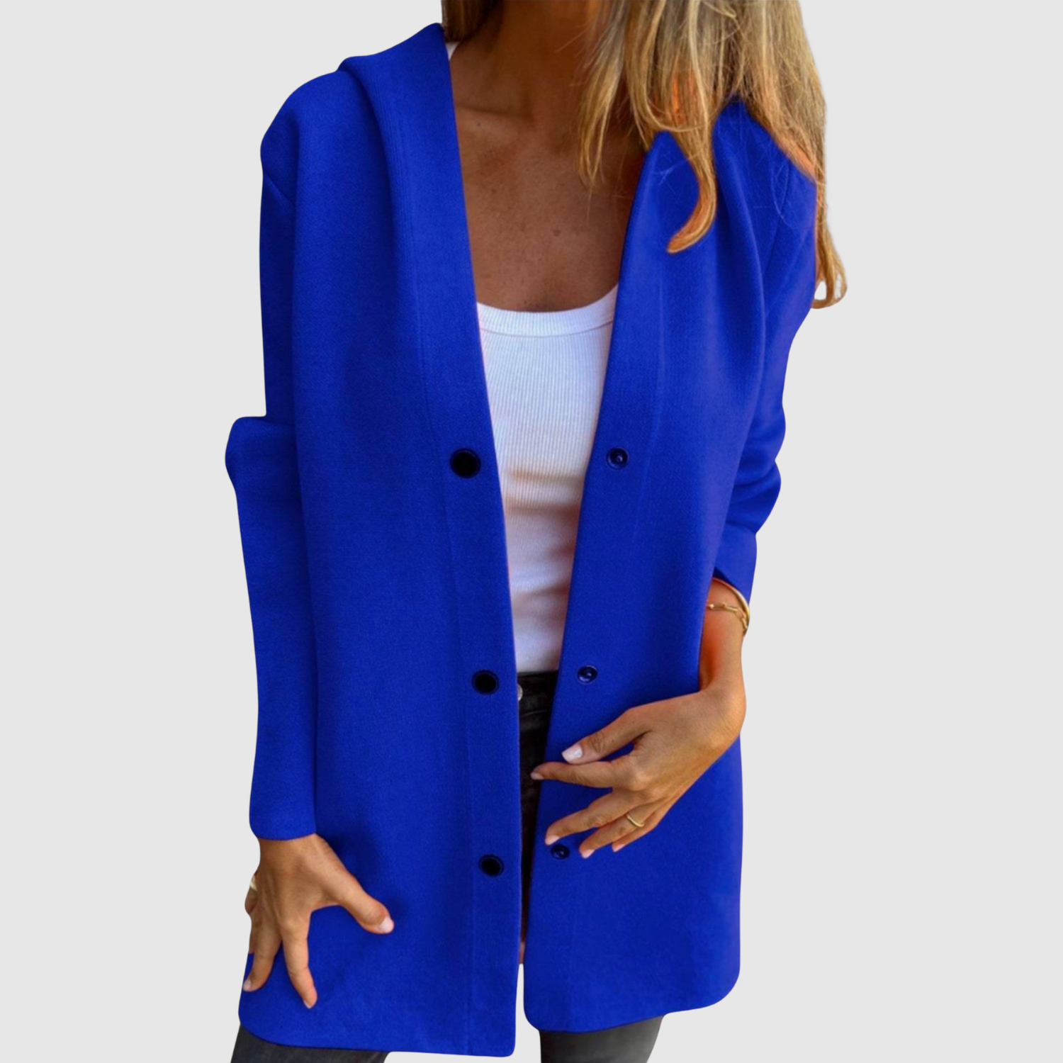 Jelena – Lehké sako s pleteným vzhledem a knoflíky