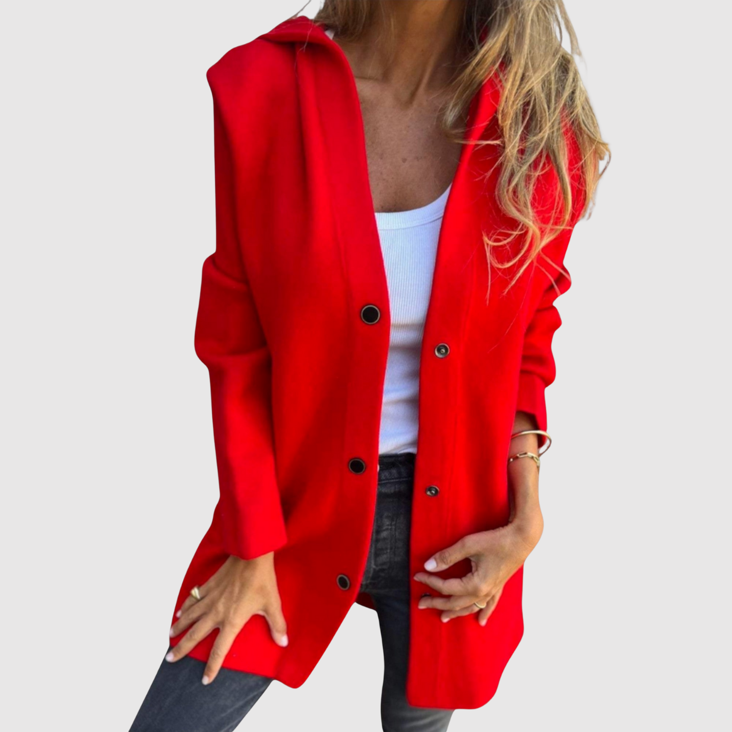 Jelena – Lehké sako s pleteným vzhledem a knoflíky