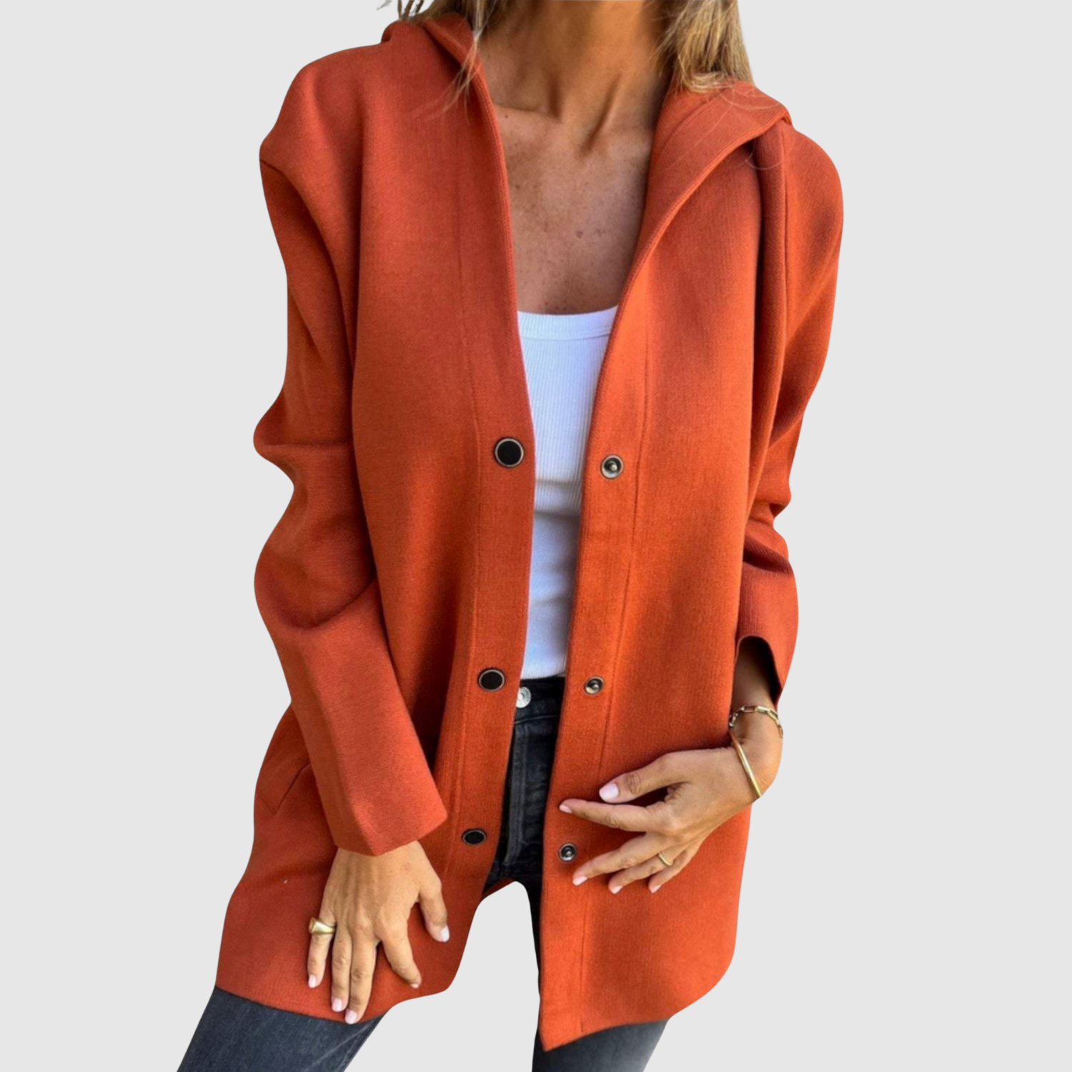 Jelena – Lehké sako s pleteným vzhledem a knoflíky