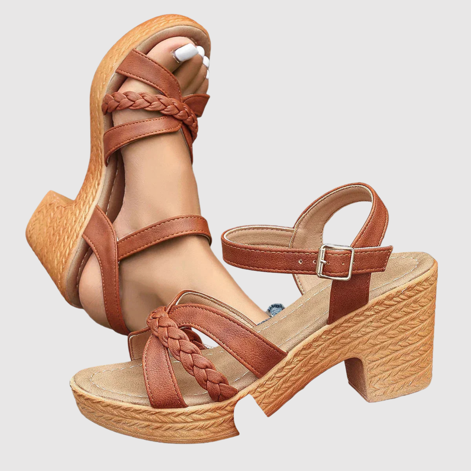 Teodora - Platformové sandály s pleteným páskem