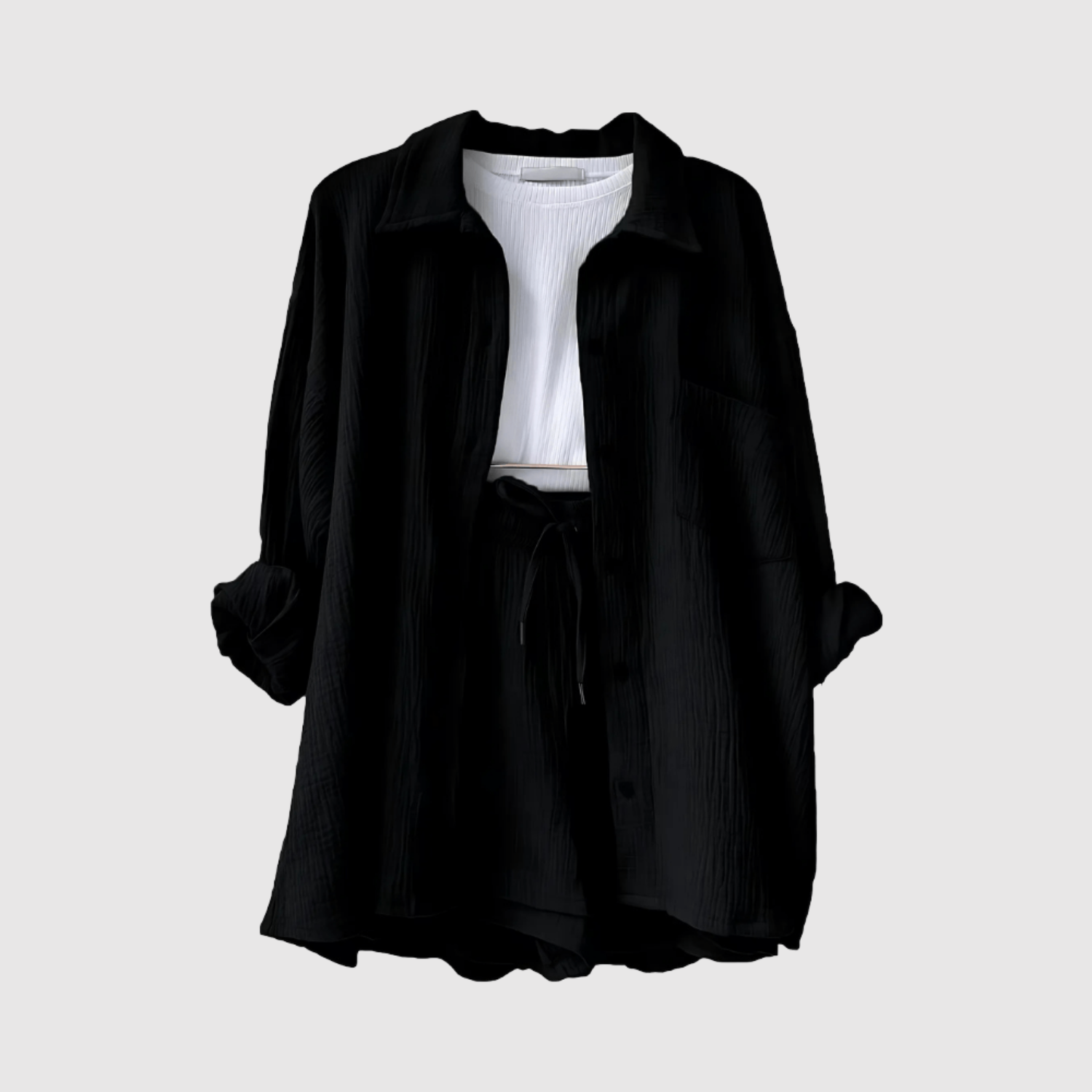 Natálie – Letní a stylový komplet s košilí a šortkami