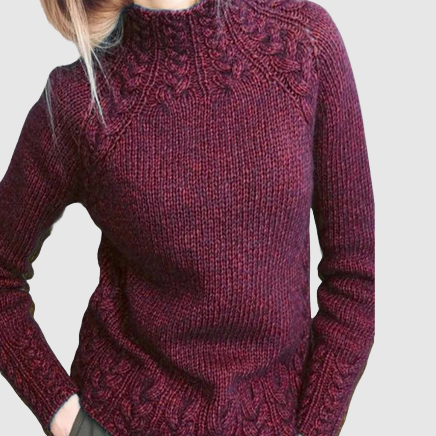 Nora – Svetr s vysokým límcem a decentním vzorem