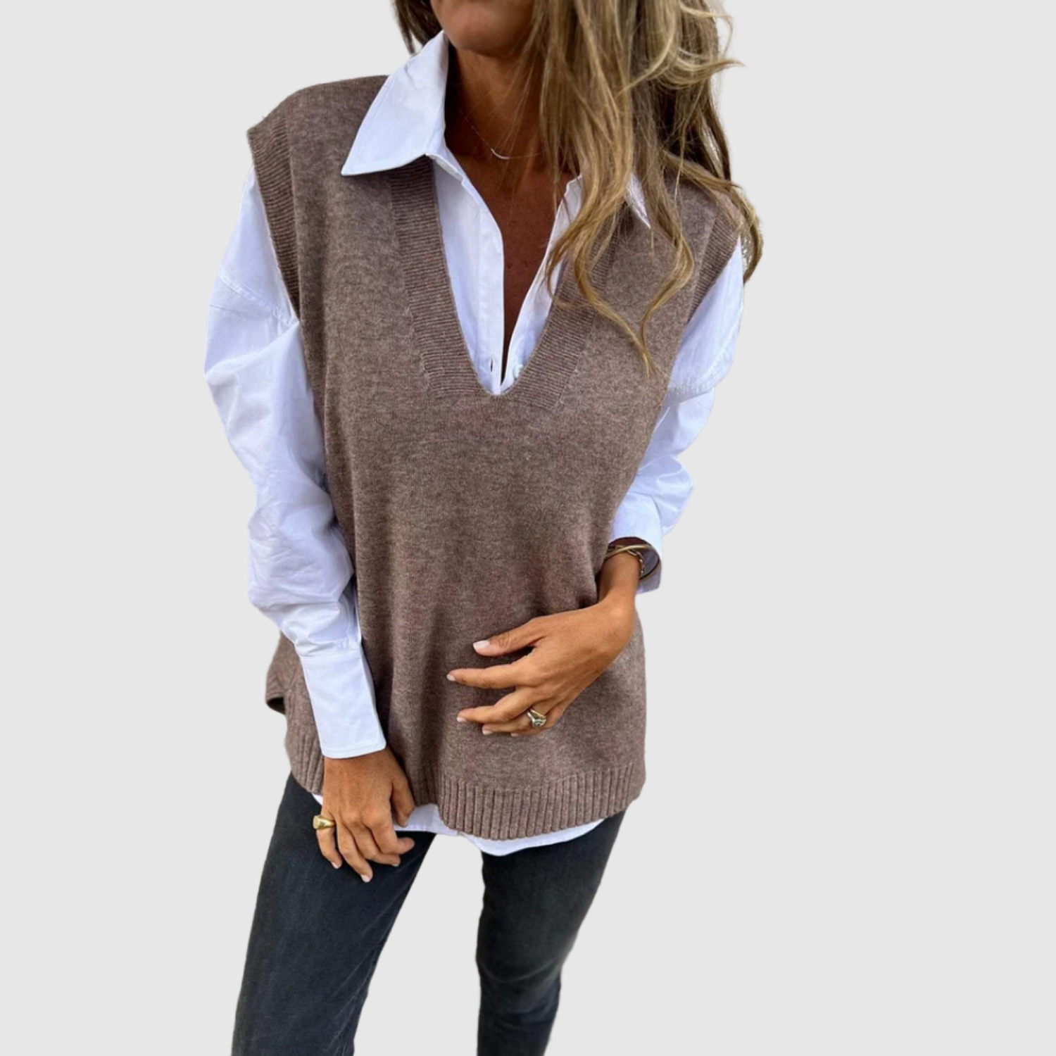 Nora – Pletená vesta s V-výstřihem