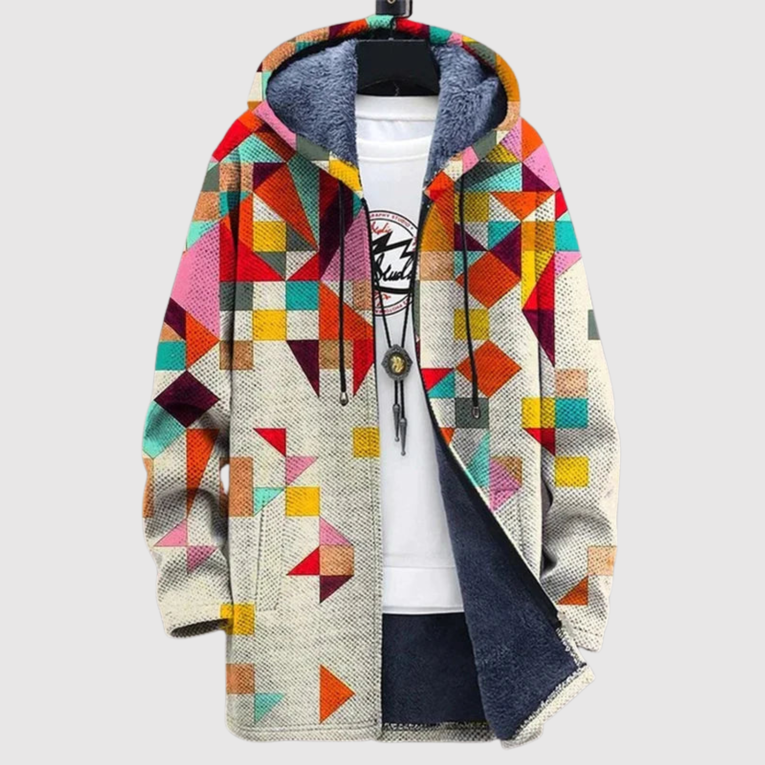 Saša – Mikina s barevnými geometrickými motivy