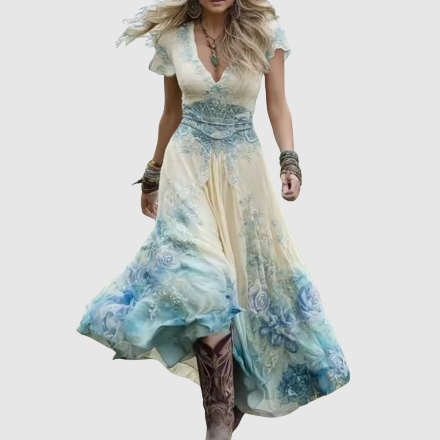 Eliška - Bohemian maxi šaty s výšivkou a lehkým textilem