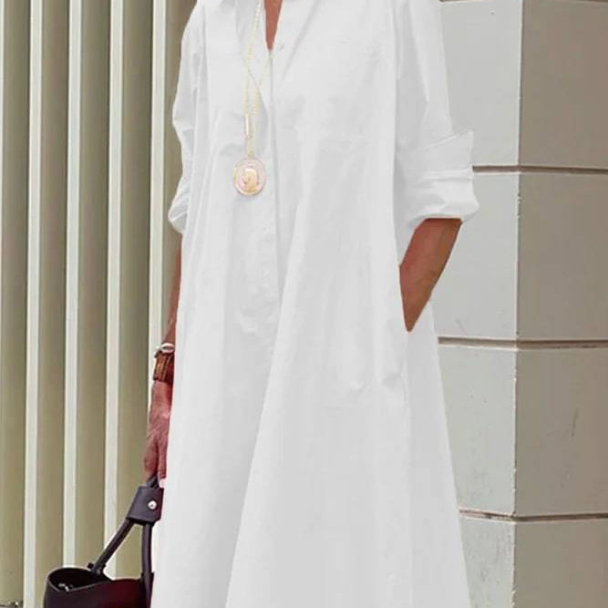 Eliška - Moderní košilové šaty s límečkem a tříčtvrtečními rukávy