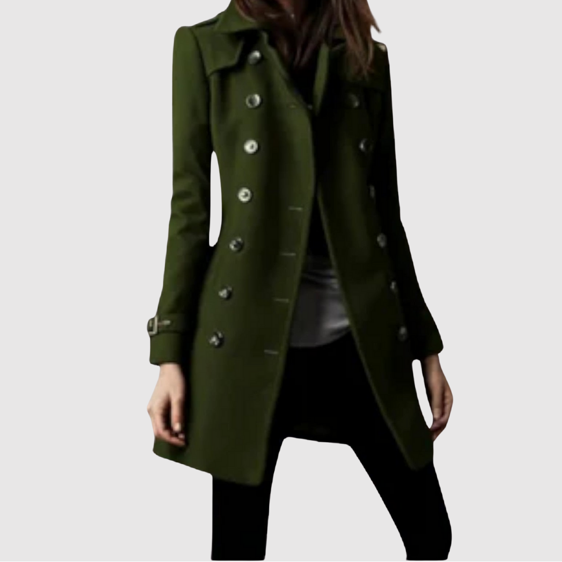 Jelena – Vojenský inspirovaný kabát se zlatými knoflíky