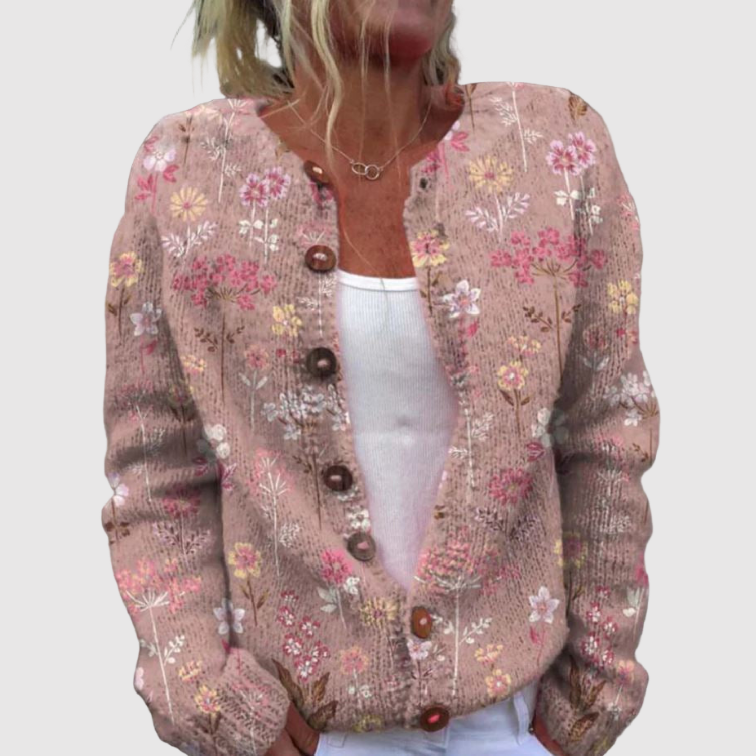 Nora – Barevný kardigan s květinovým potiskem
