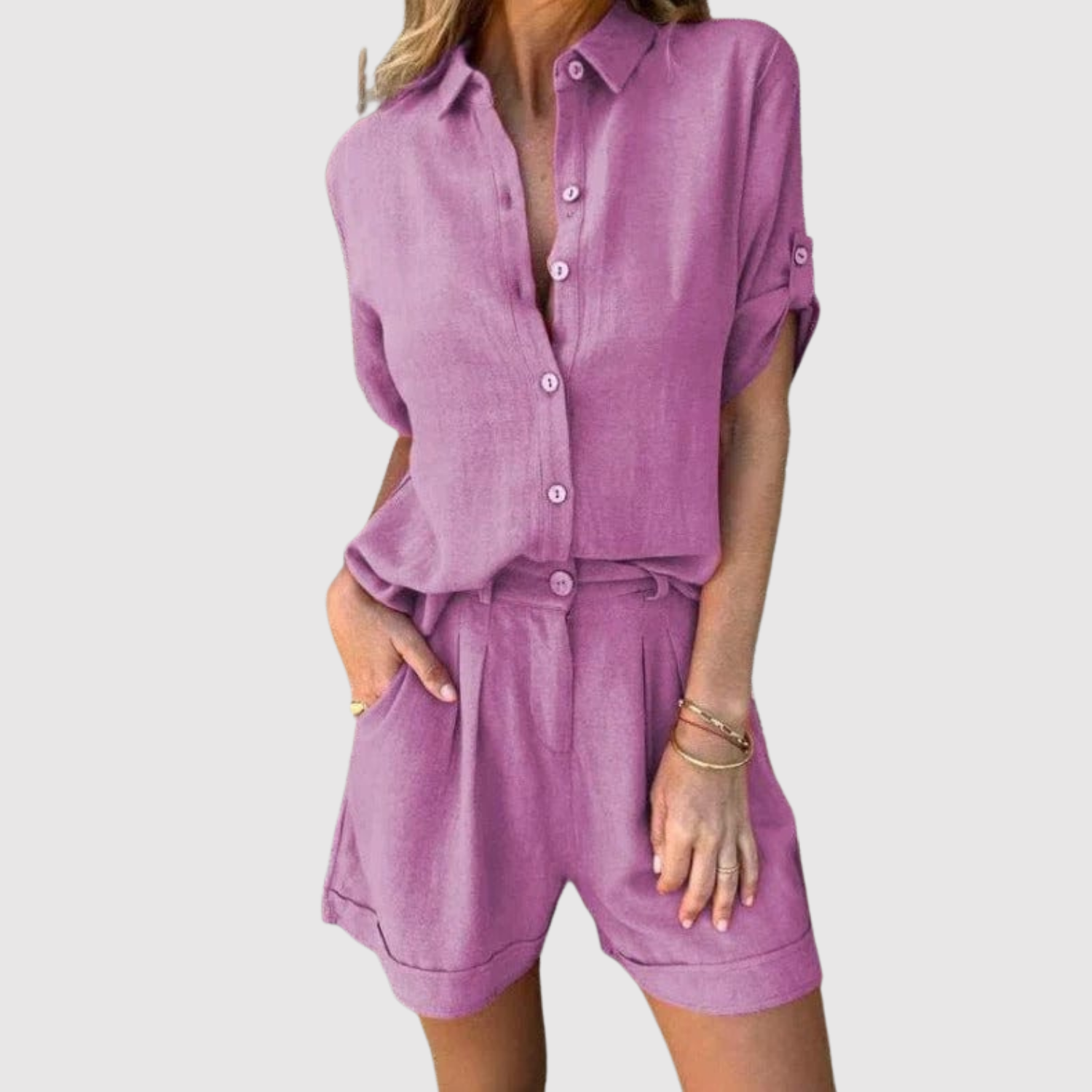 Natálie – Neformální komplet s košilí a šortkami