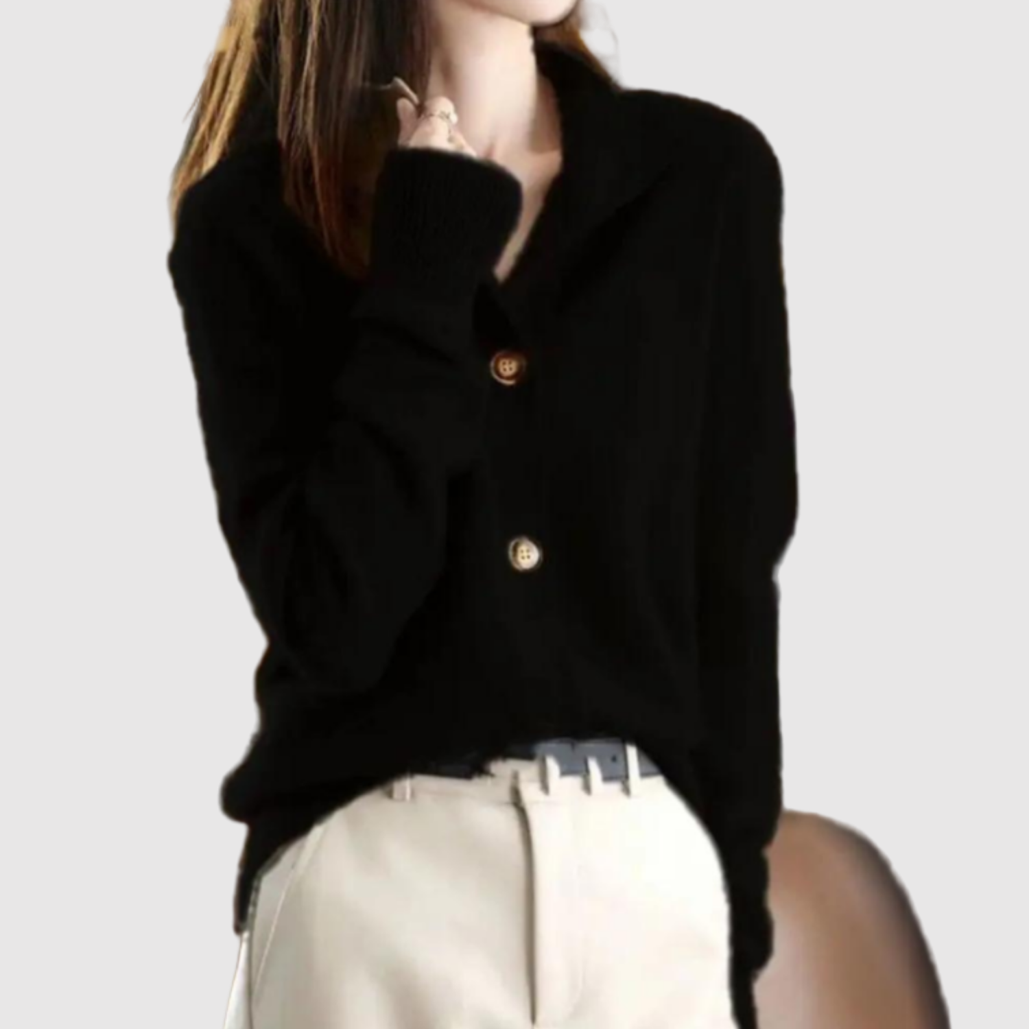 Nora – Elegantní kardigan s límcem a knoflíky