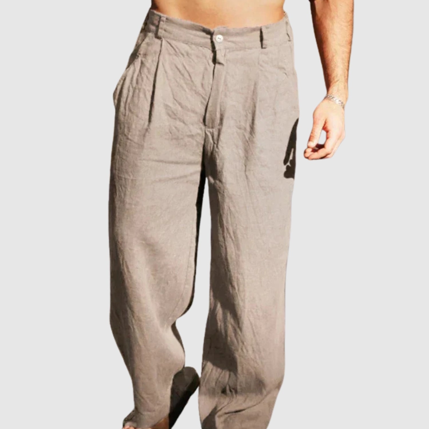 Leo – Letní lněné kalhoty s širokým nohavicím