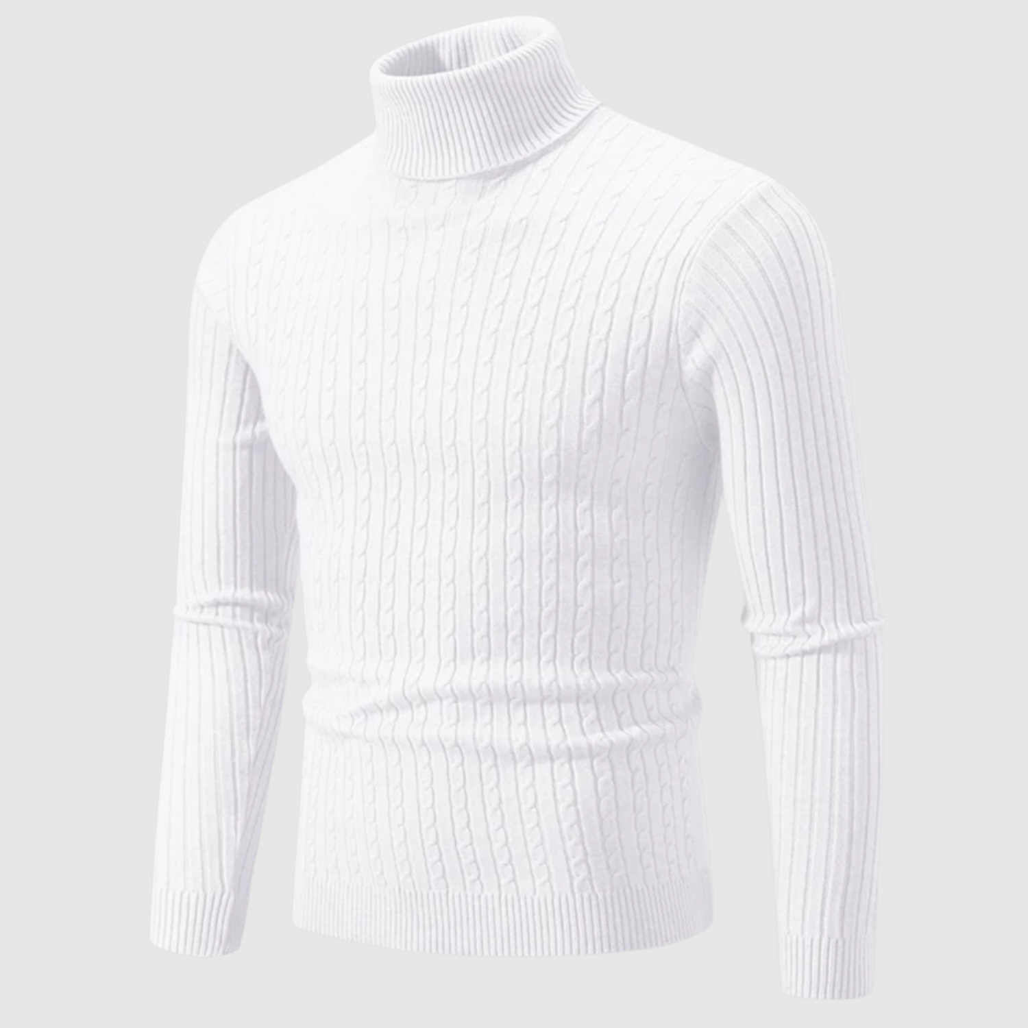 Daniel – Klasický svetr s vysokým límcem v rybí textuře