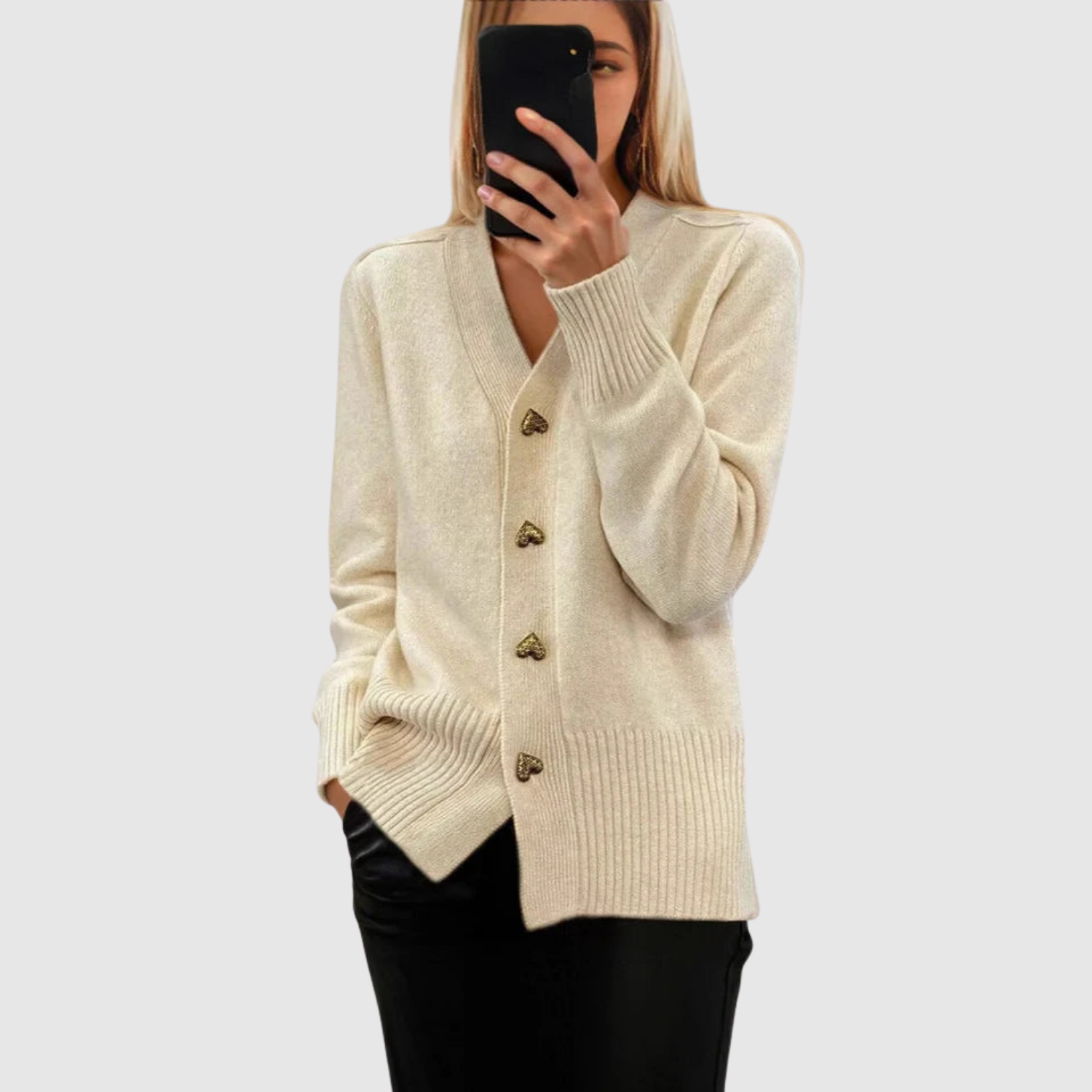 Nora – Klasický pletený cardigan s knoflíky