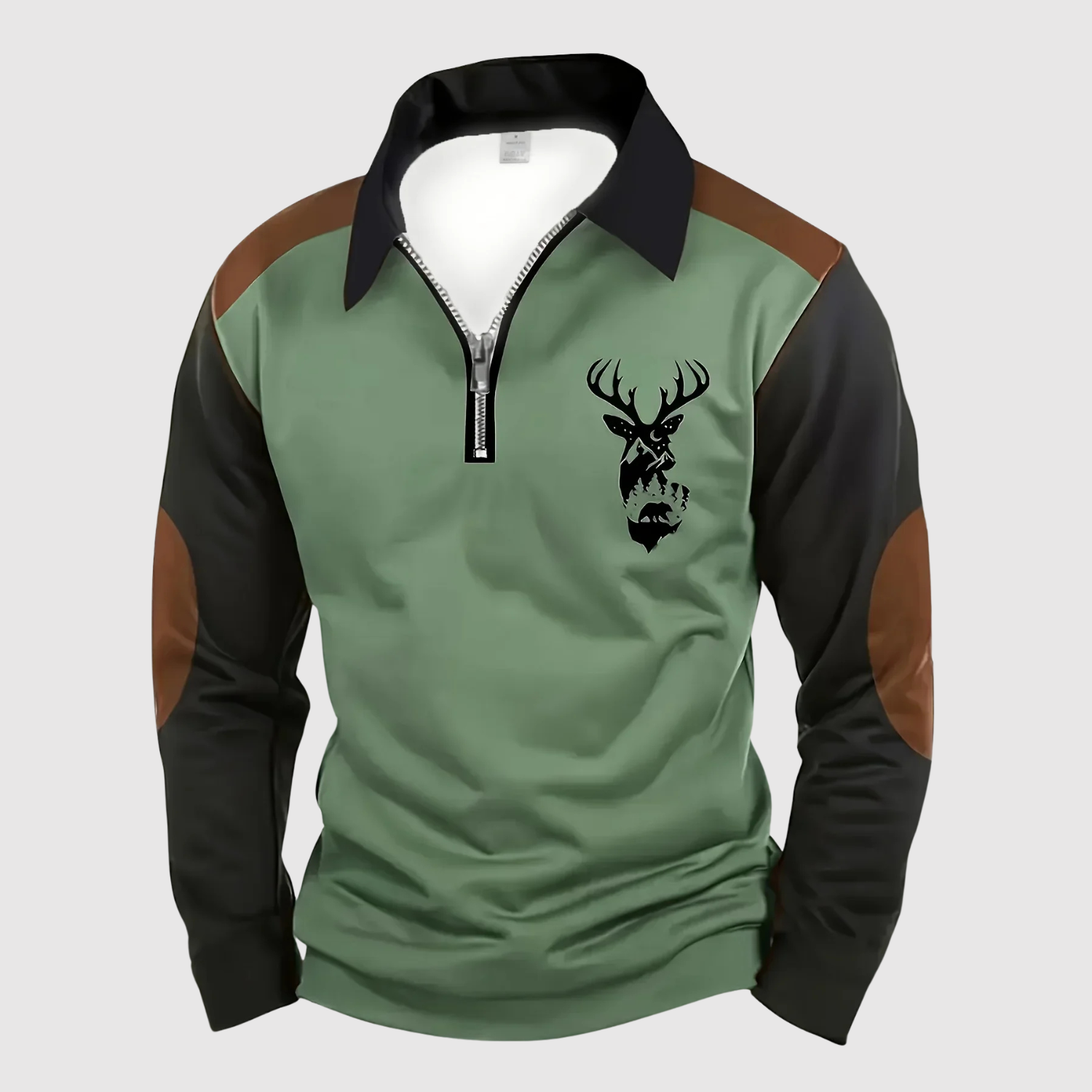 Adrian - Sportovně elegantní svetr s zipem a jelením motivem