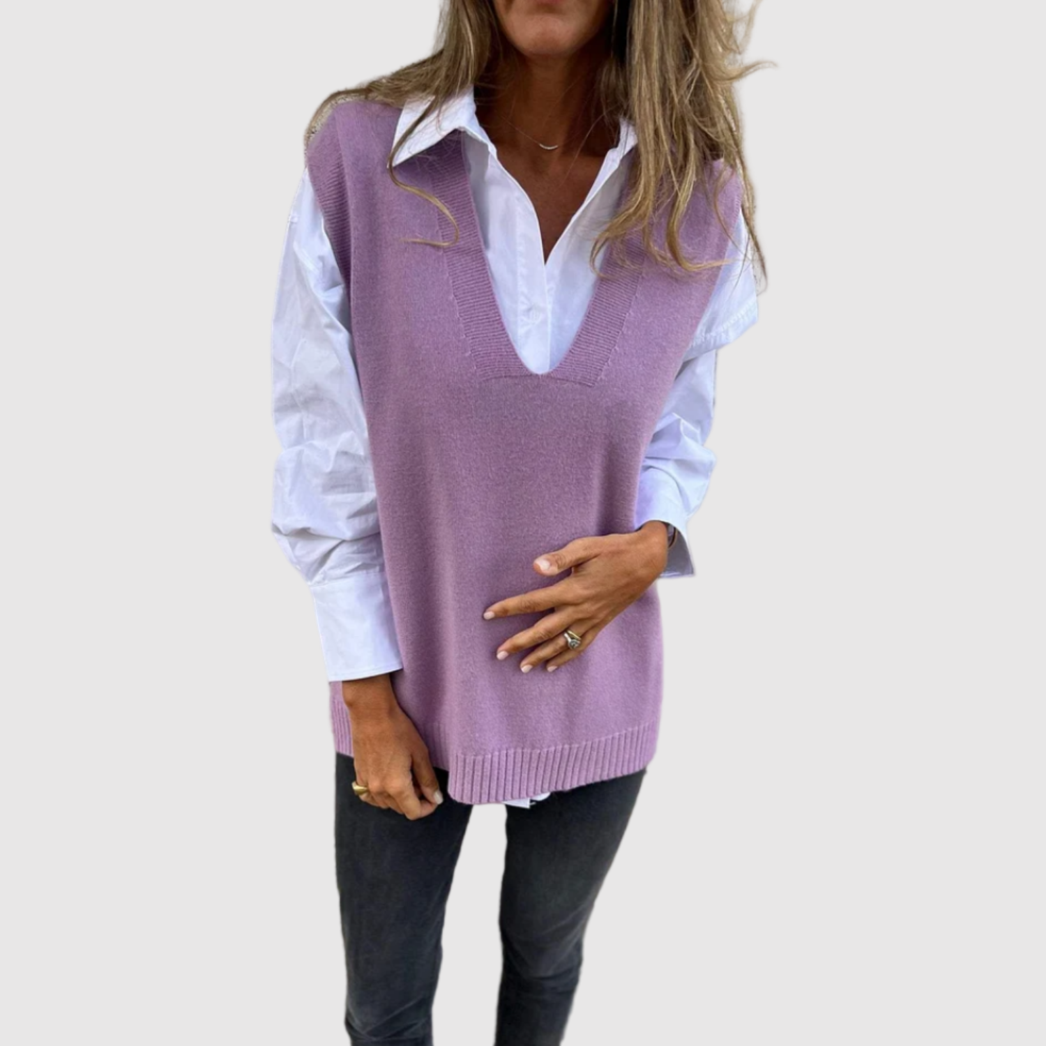 Nora – Pletená vesta s V-výstřihem