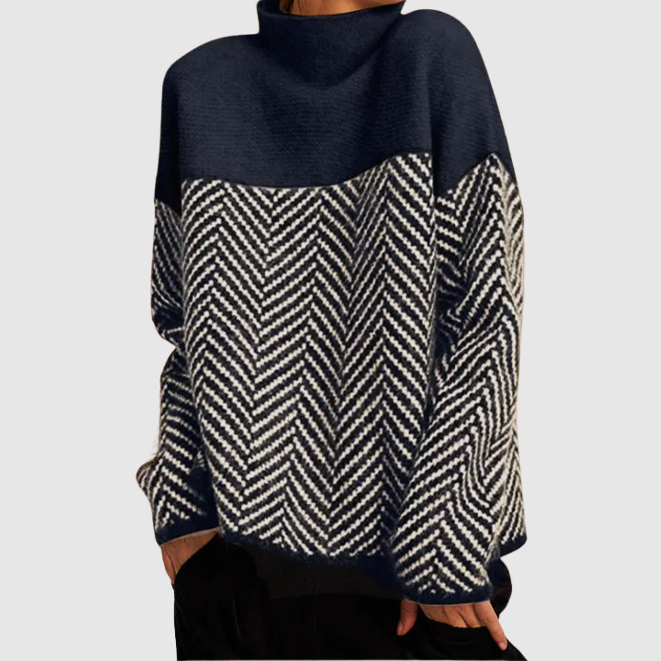 Nora – Dvoubarevný svetr s reliéfním vzorem