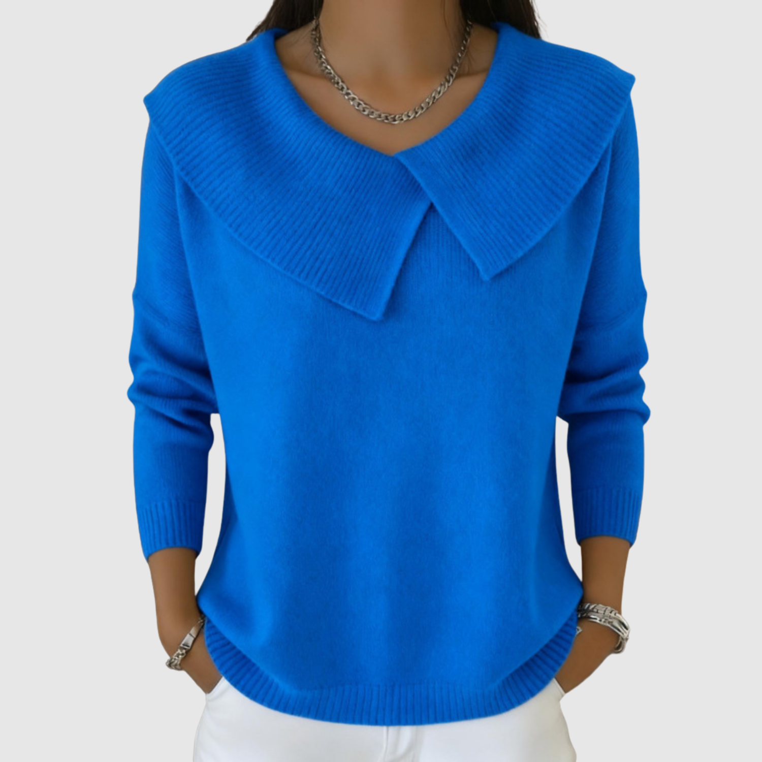 Nora - Elegantní pletený svetr s výrazným límcem