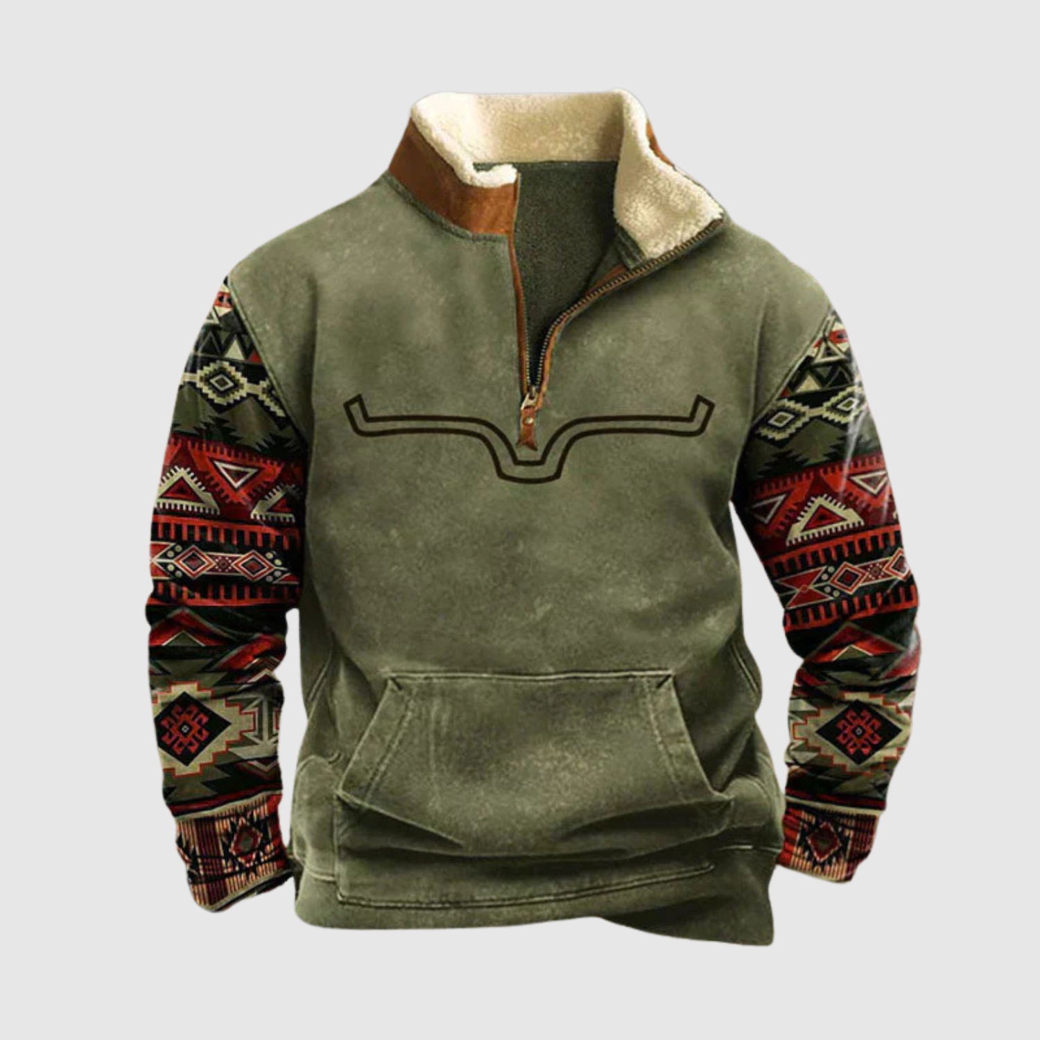 Daniel - Poloviční zip fleece s barevnými rukávy