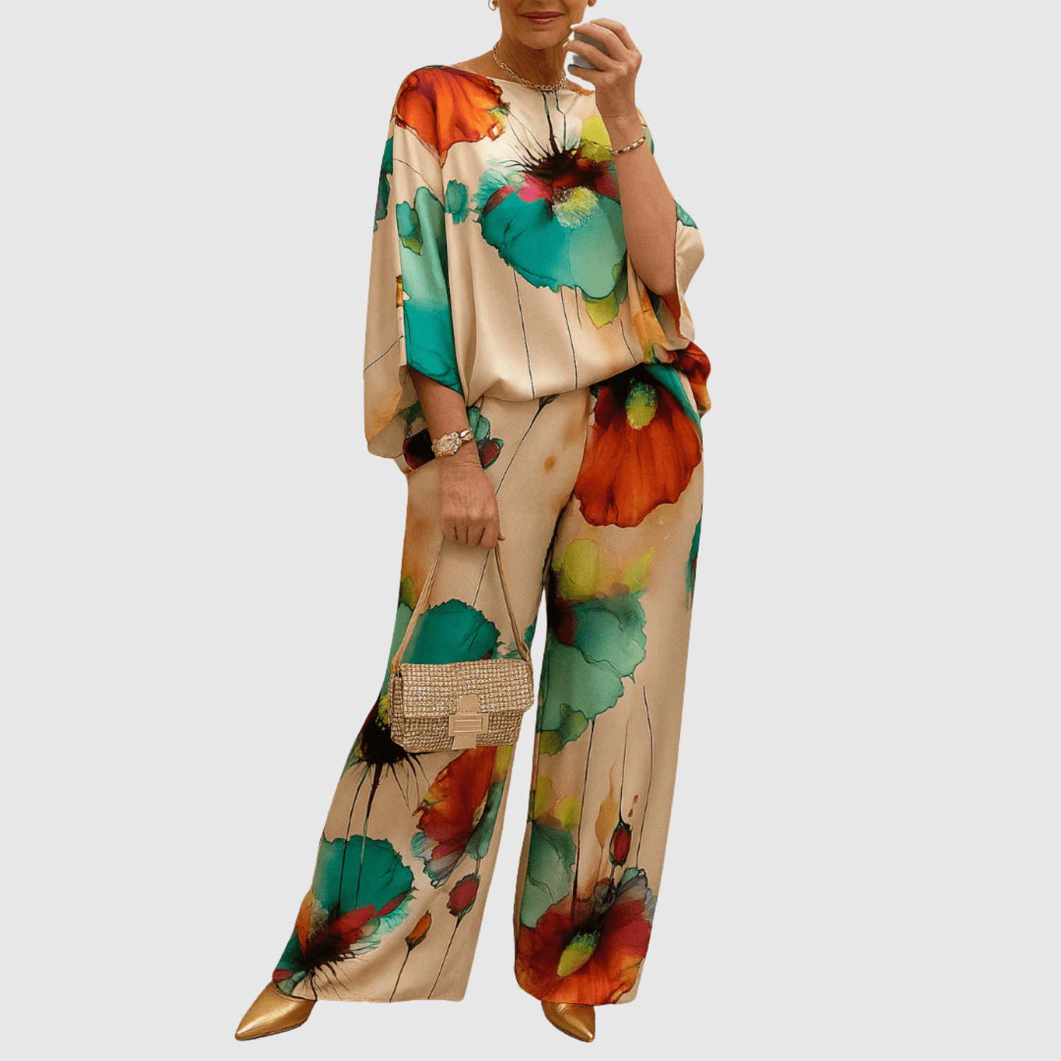 Natálie – Sada s akvarelovými potisky z saténu