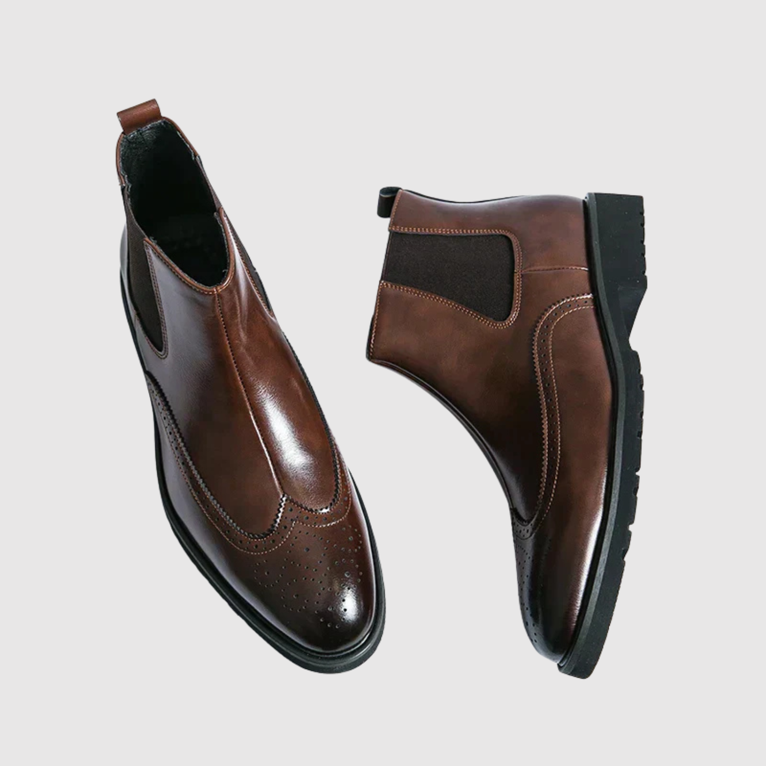 Oskar - Kožené boty s elastickým panelem