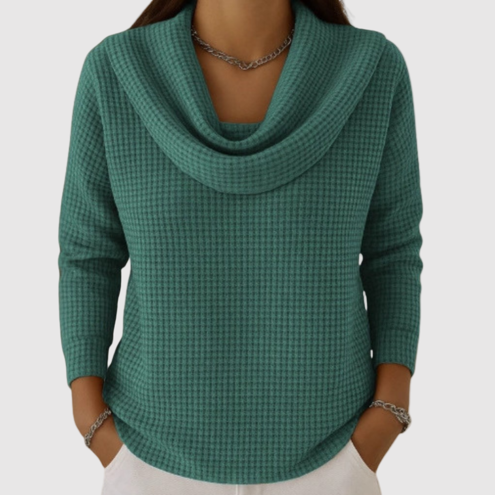 Nora - Teplý svetr s elegantním vodopádovým límcem