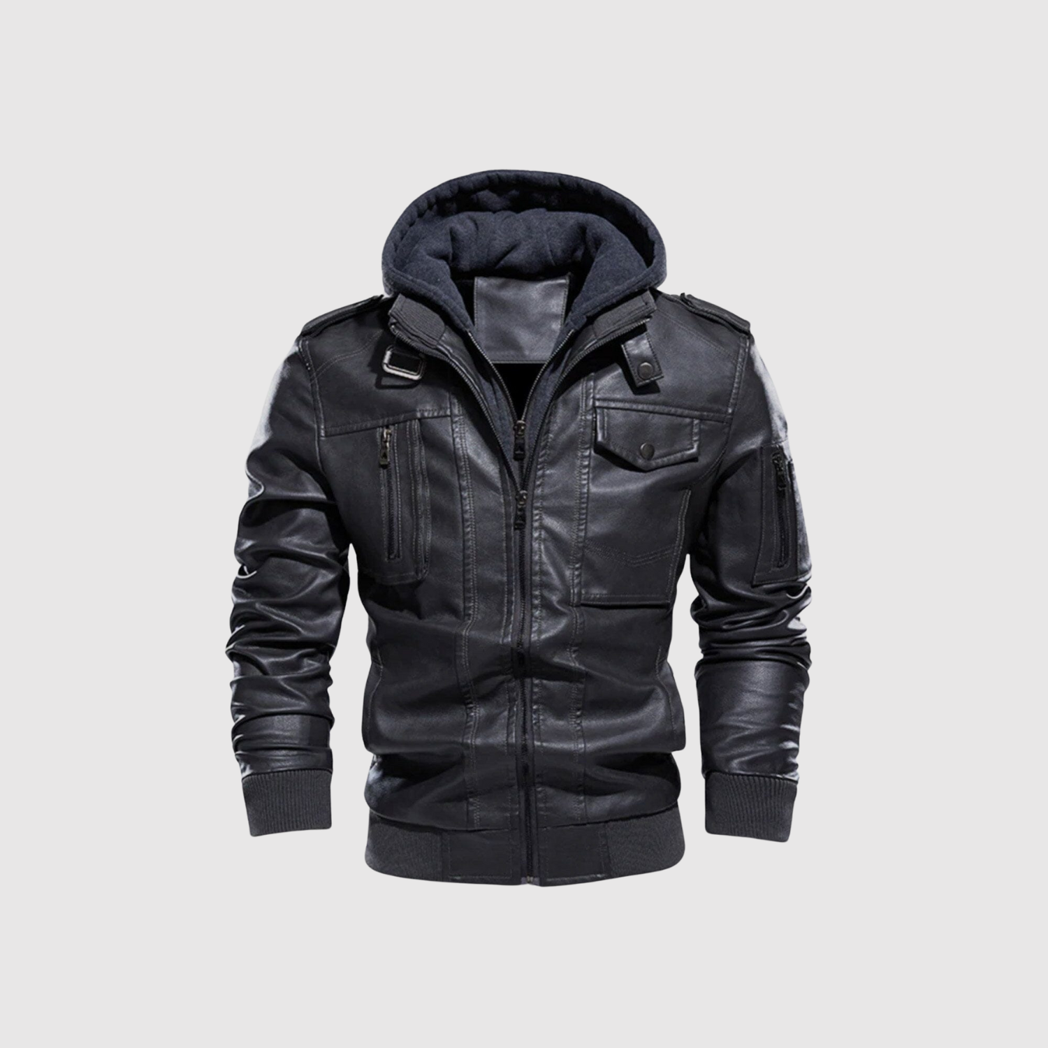 Marek – Pánská bunda z ekologické kůže s odnímatelnou kapucí