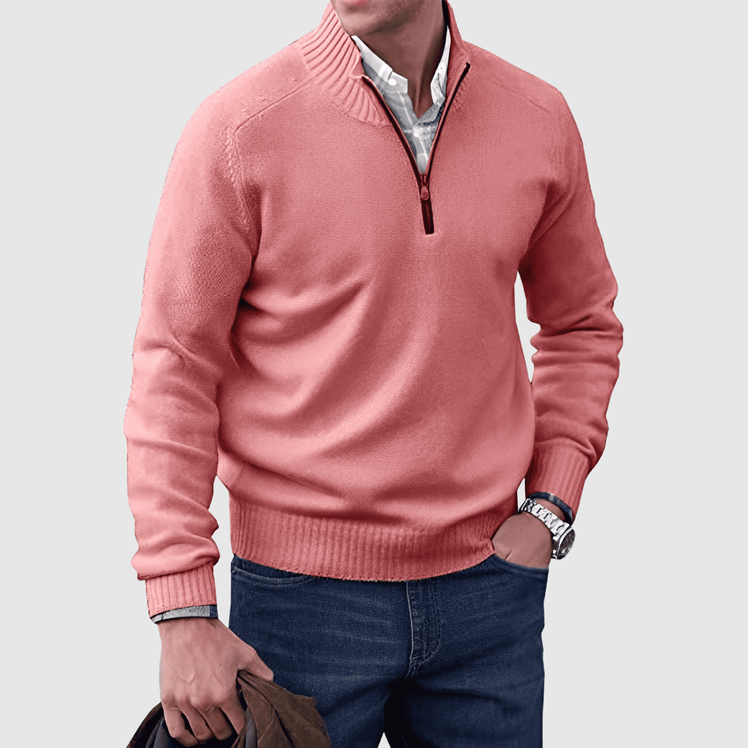 Daniel – Poloviční zip svetr z měkké bavlněné směsi