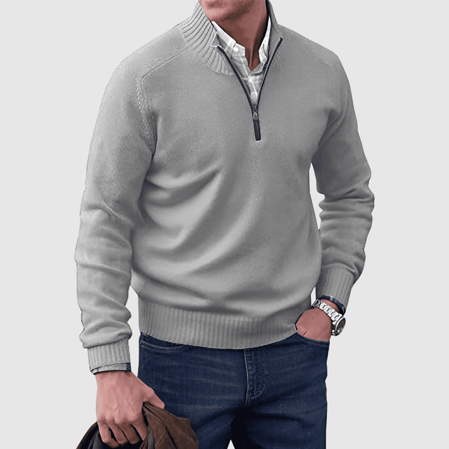 Daniel – Poloviční zip svetr z měkké bavlněné směsi