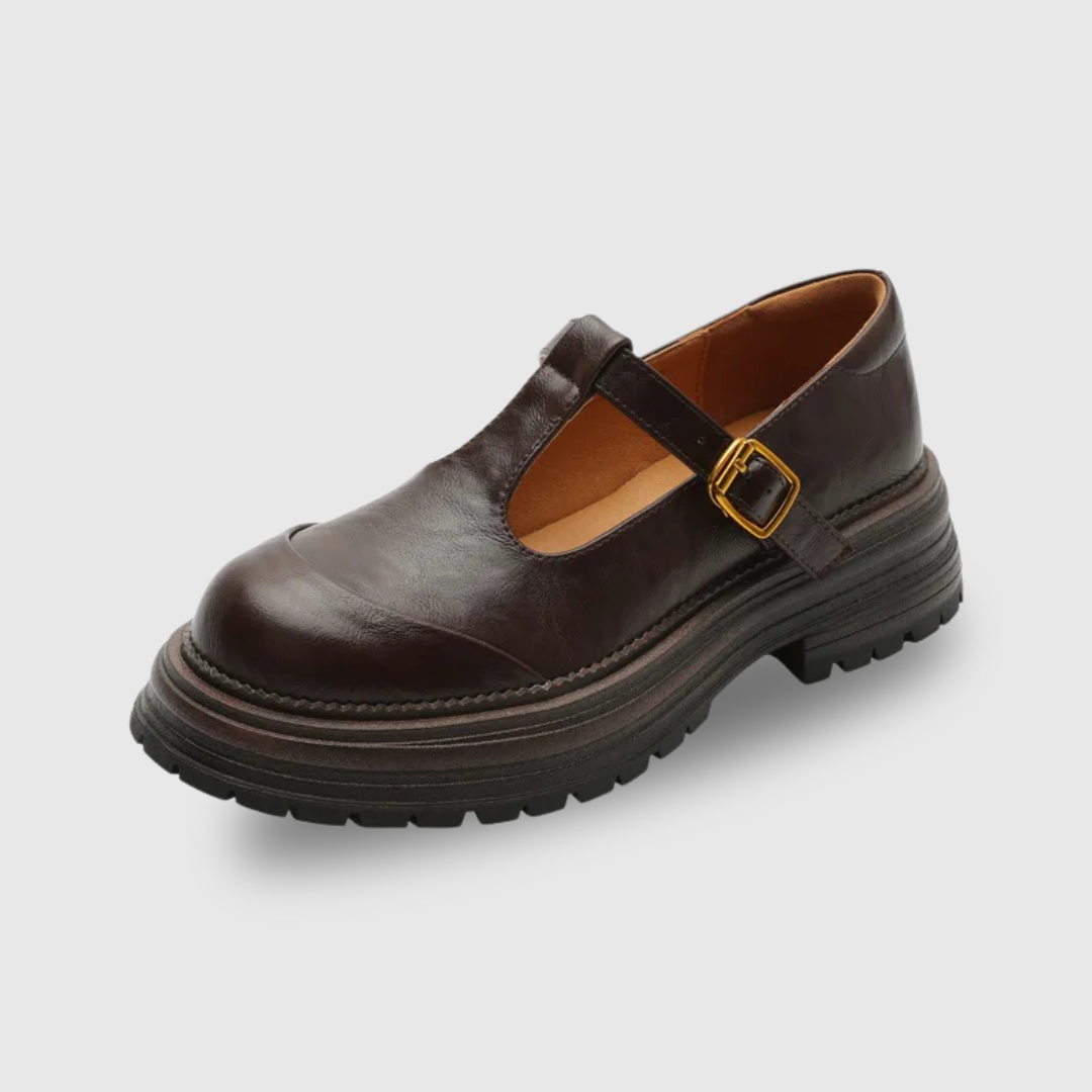 Greta – Retro loafers s přezkou a silnou podrážkou