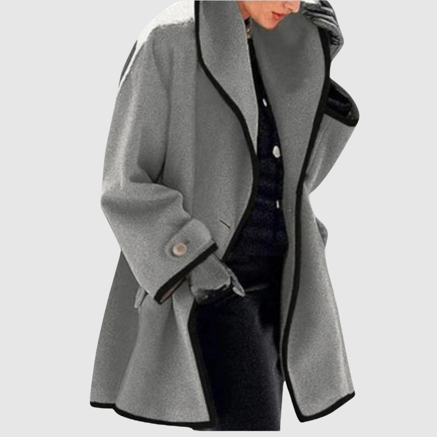 Jelena – Elegantní kabát s kontrastními detaily