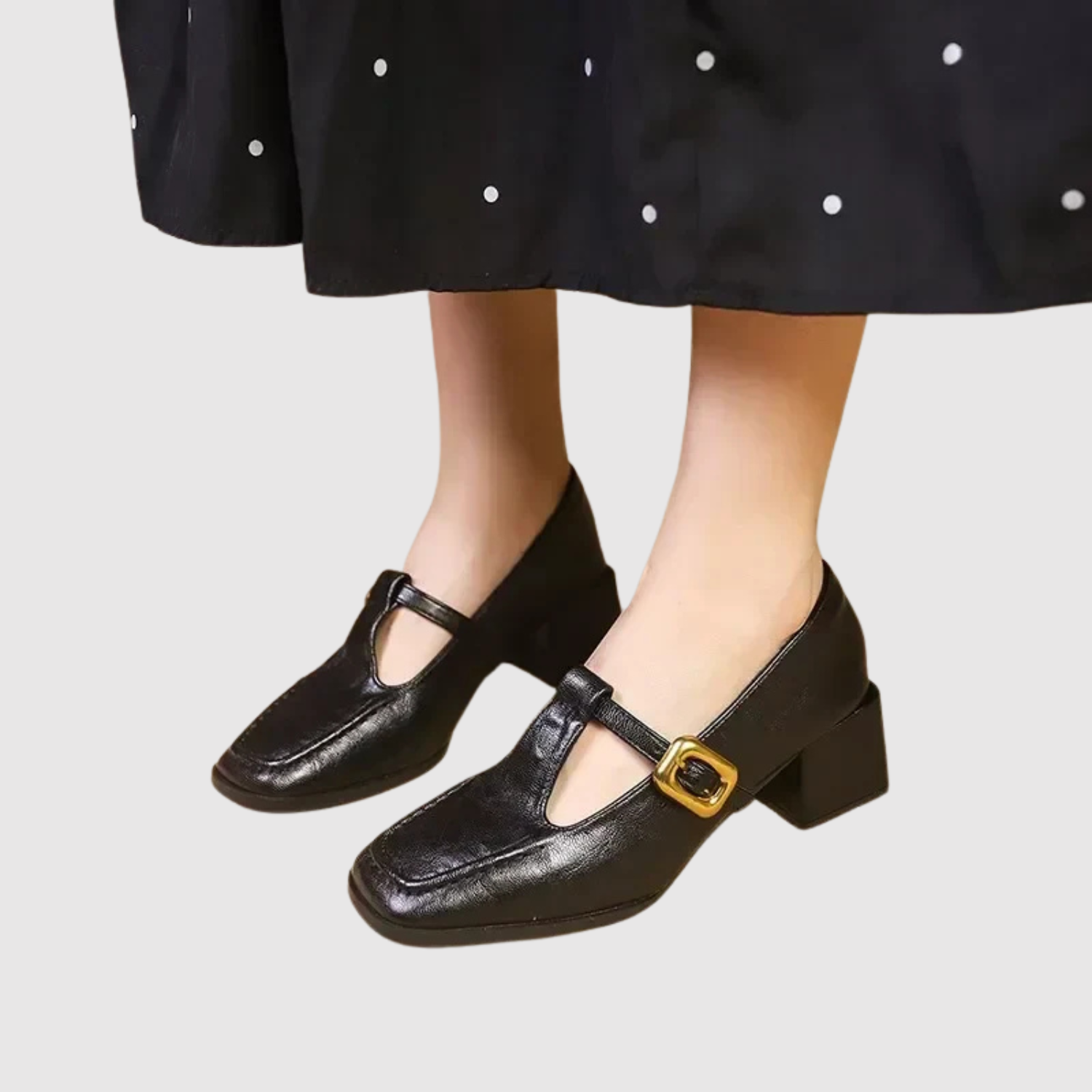 Greta – Retro boty na podpatku s přezkou