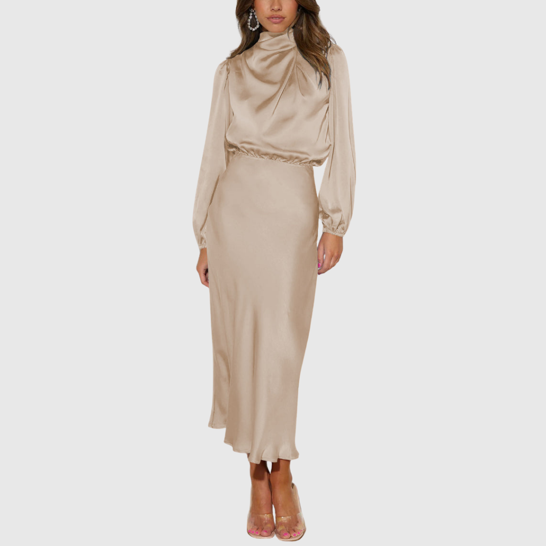 Eliška – Elegantní šaty s vysokým límcem