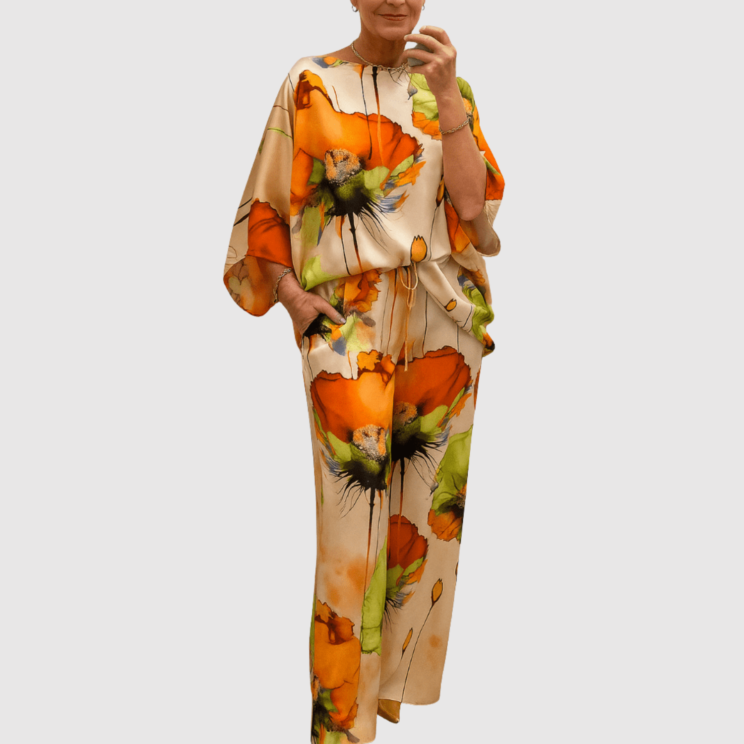 Natálie – Sada s akvarelovými potisky z saténu