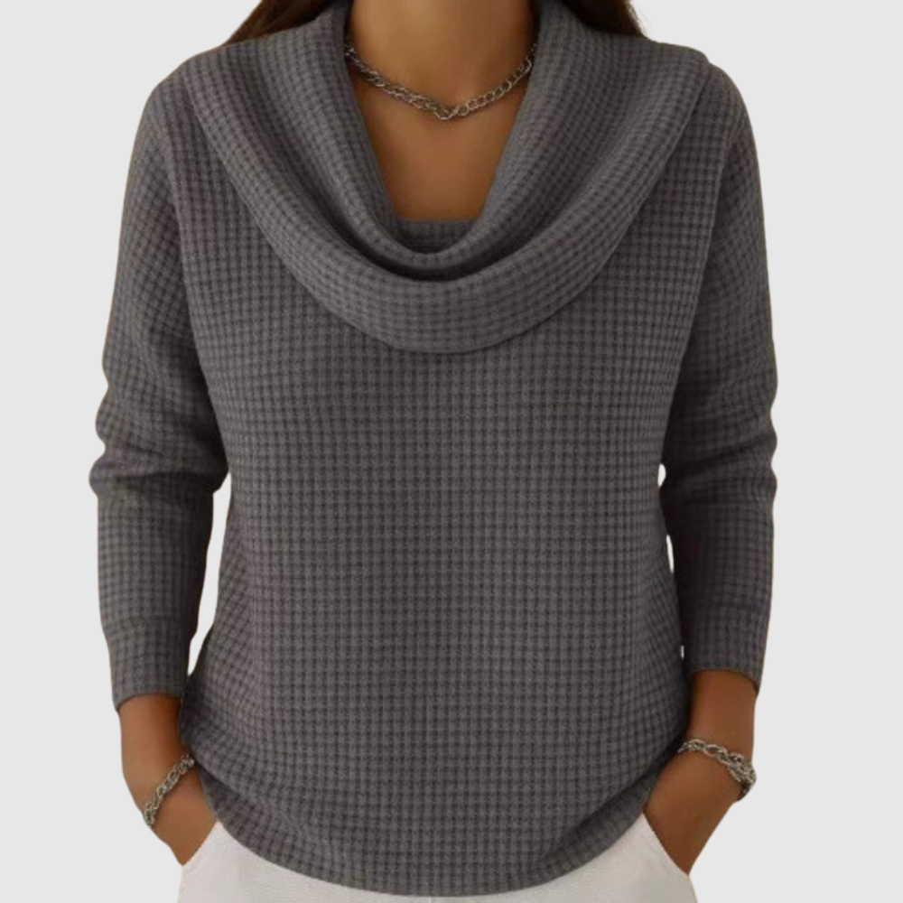 Nora - Teplý svetr s elegantním vodopádovým límcem